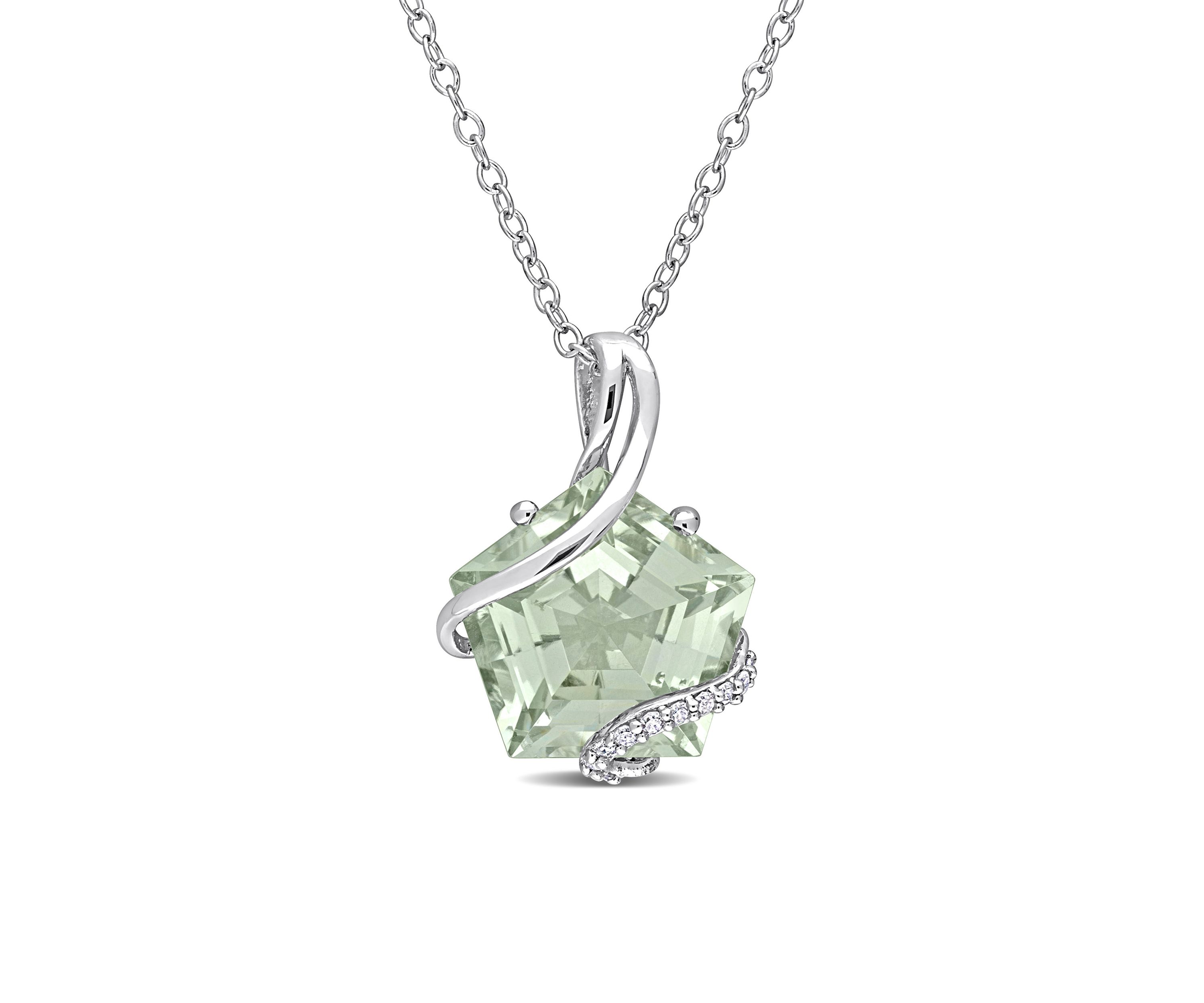 6.5 ct. t.w. Green Quartz and Diamond Accent Swirl Necklace in Sterling Silver