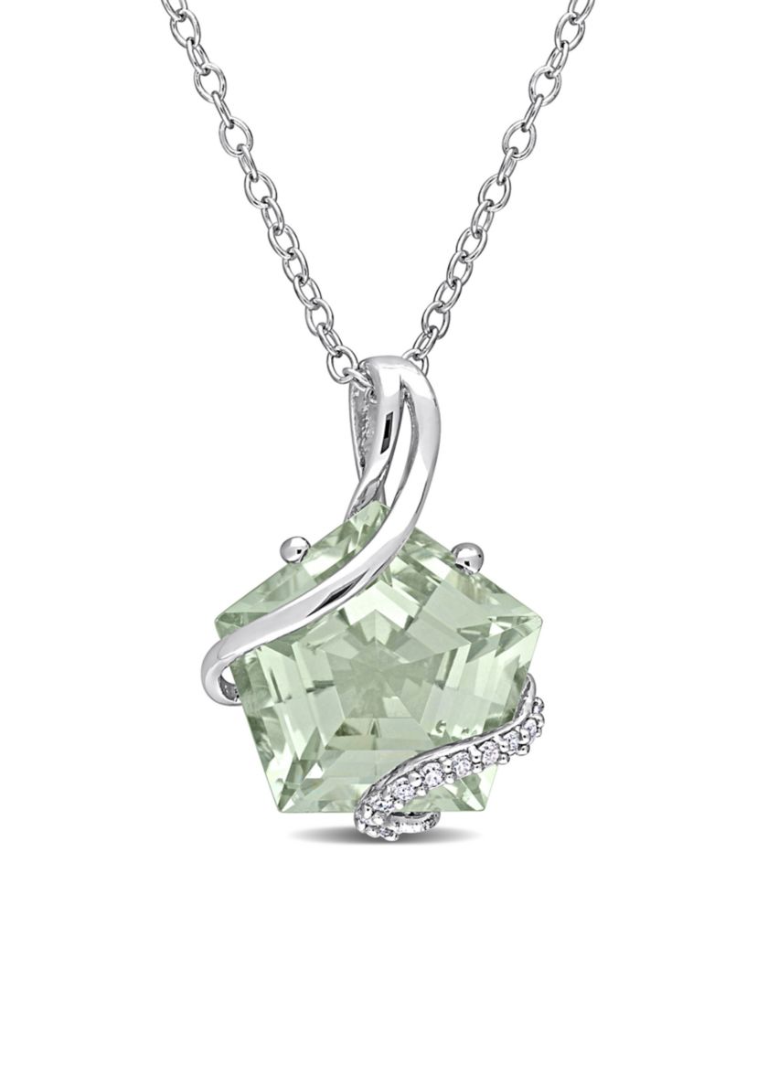 6.5 ct. t.w. Green Quartz and Diamond Accent Swirl Necklace in Sterling Silver