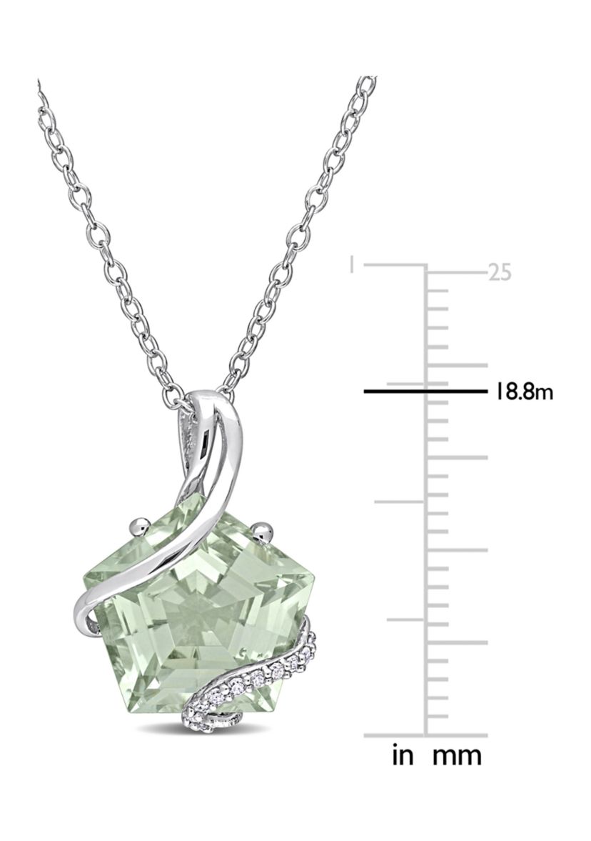 6.5 ct. t.w. Green Quartz and Diamond Accent Swirl Necklace in Sterling Silver