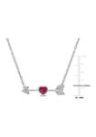 Lab Created Created Ruby Created White Sapphire and Diamond Accent Heart Arrow Necklace in Sterling Silver