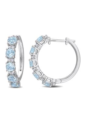 Belk & Co 3.25 ct. t.w. Blue Topaz and White Topaz Hoop Earrings in Sterling Silver