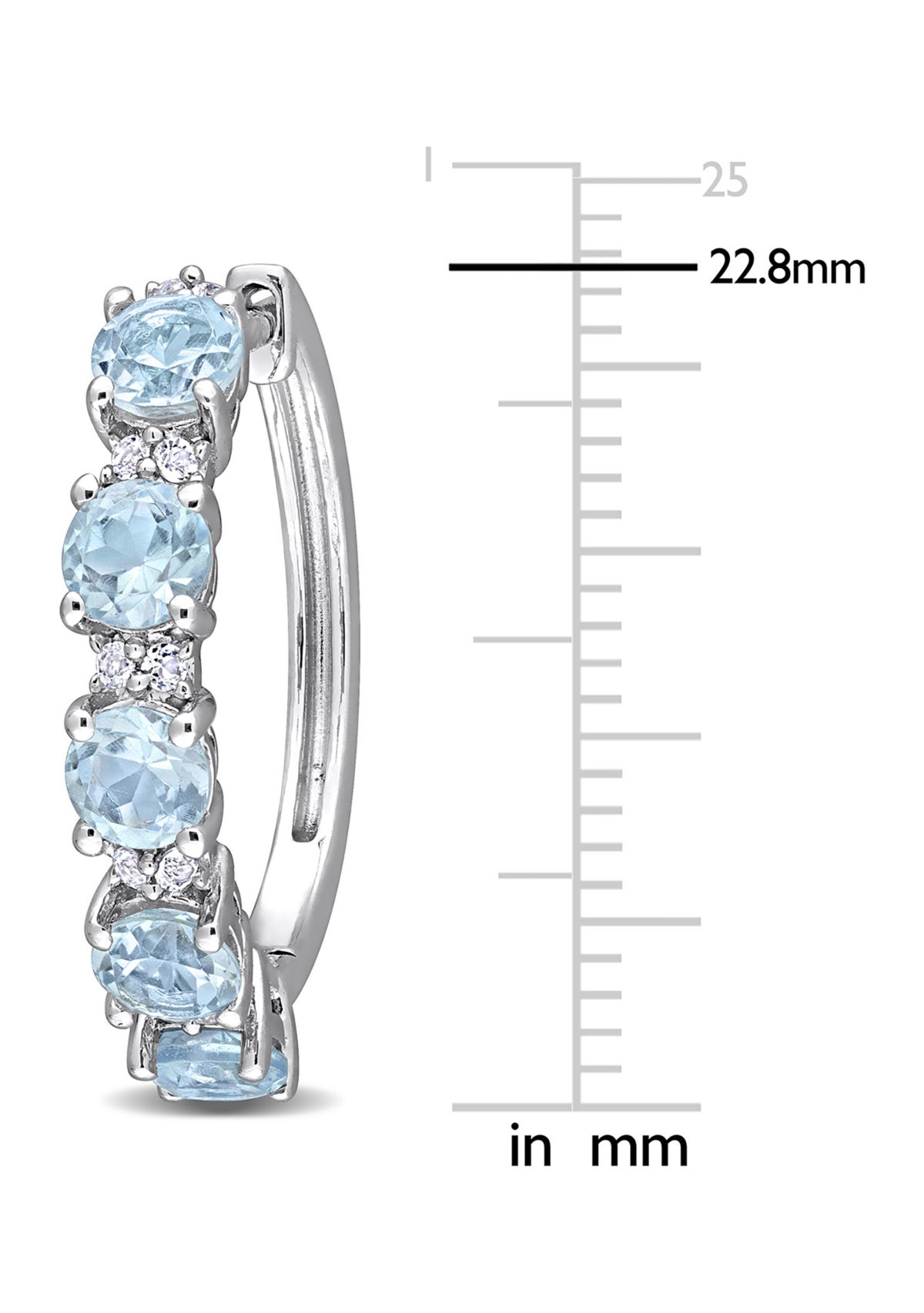 3.25 ct. t.w. Blue Topaz and White Topaz Hoop Earrings in Sterling Silver