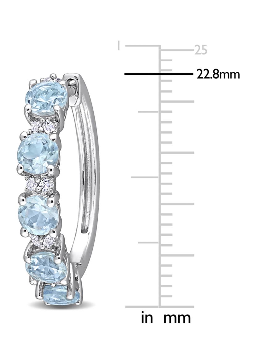 3.25 ct. t.w. Blue Topaz and White Topaz Hoop Earrings in Sterling Silver
