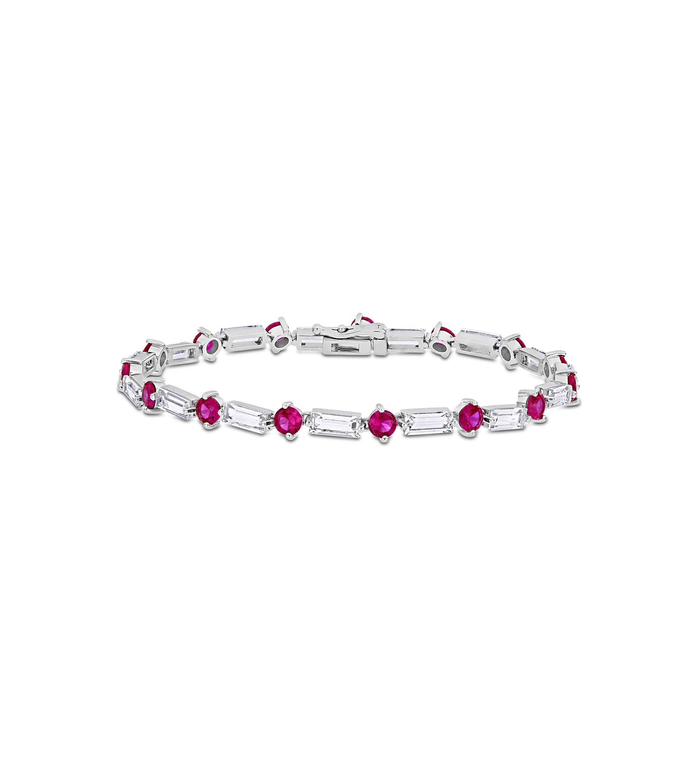 Lab Created Created Ruby and Created White Sapphire Tennis Bracelet in Sterling Silver