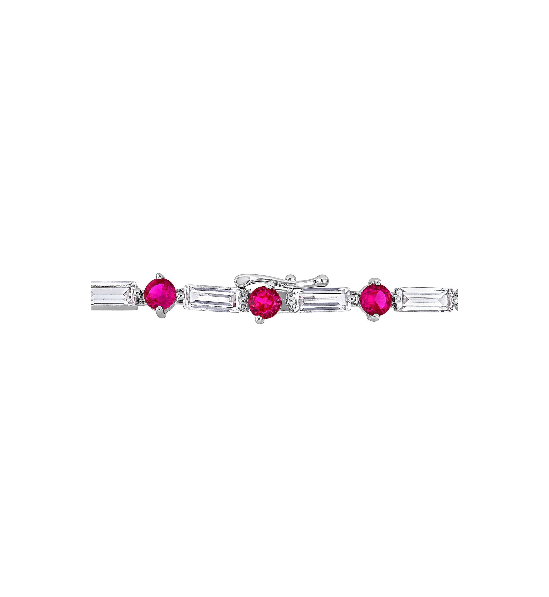 Lab Created Created Ruby and Created White Sapphire Tennis Bracelet in Sterling Silver