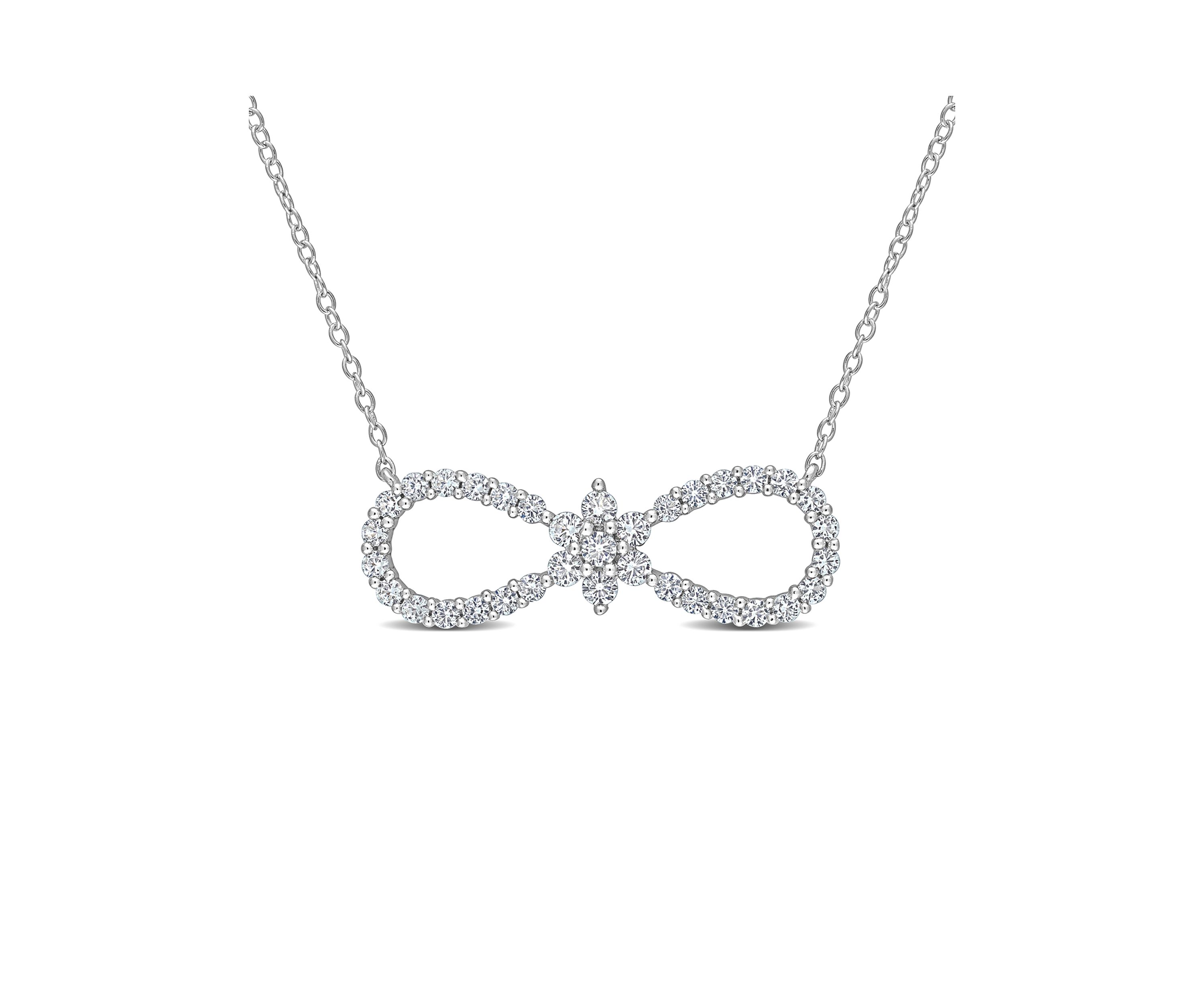 Lab Created 1.25 ct. t.w. Created White Sapphire Infinity Floral Necklace in Sterling Silver