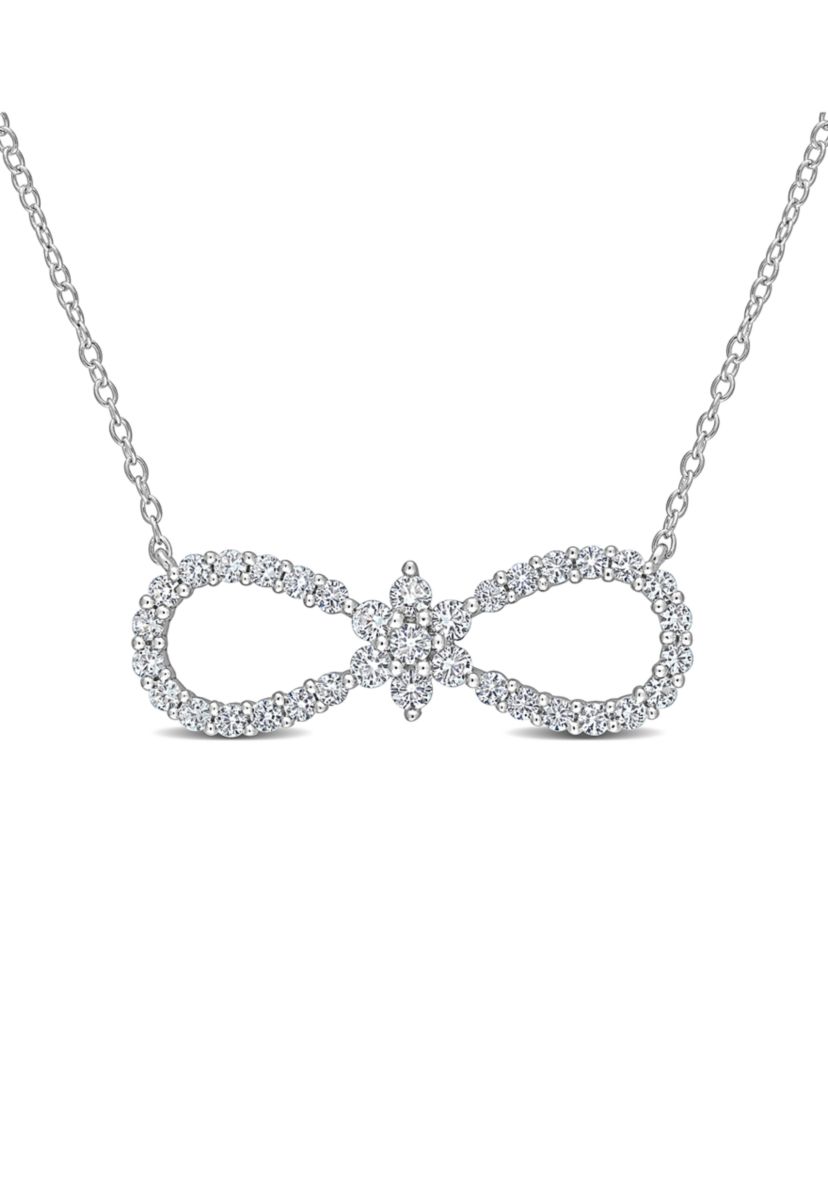 Lab Created 1.25 ct. t.w. Created White Sapphire Infinity Floral Necklace in Sterling Silver