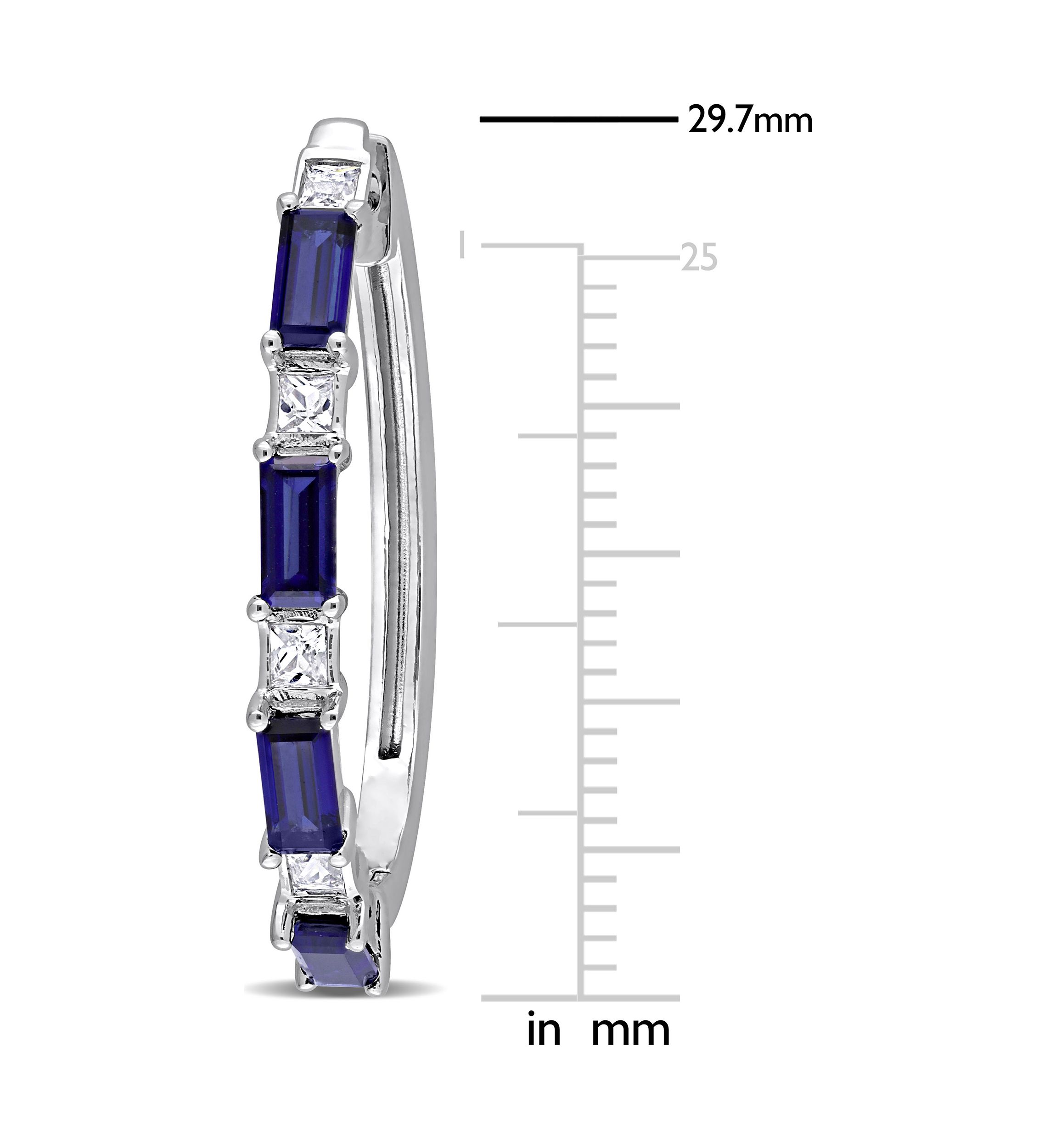 Lab Created 3.62 ct. t.w. Created Blue and White Sapphire Oval Hoop Earrings in Sterling Silver