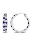 3.62 ct. t.w. Created Blue and White Sapphire Hoop Earrings in Sterling Silver