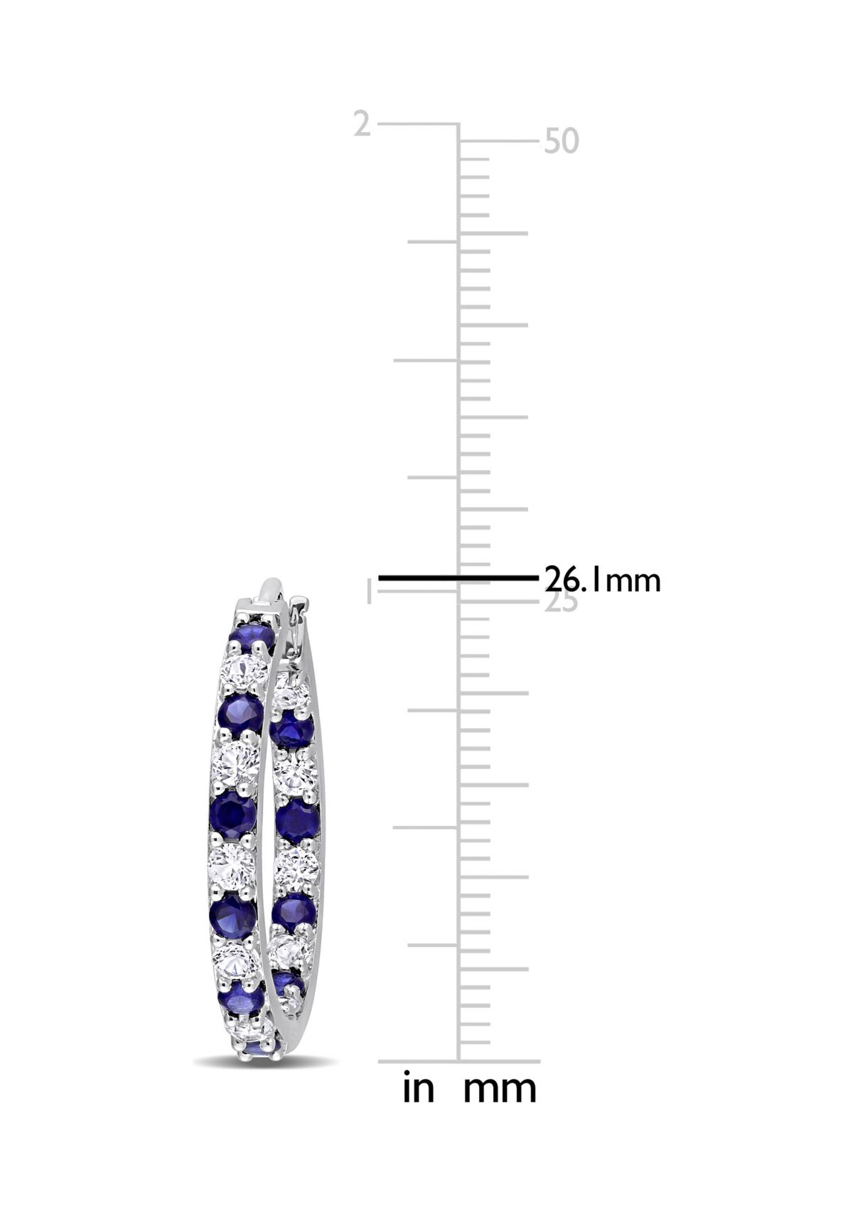 3.62 ct. t.w. Created Blue and White Sapphire Hoop Earrings in Sterling Silver