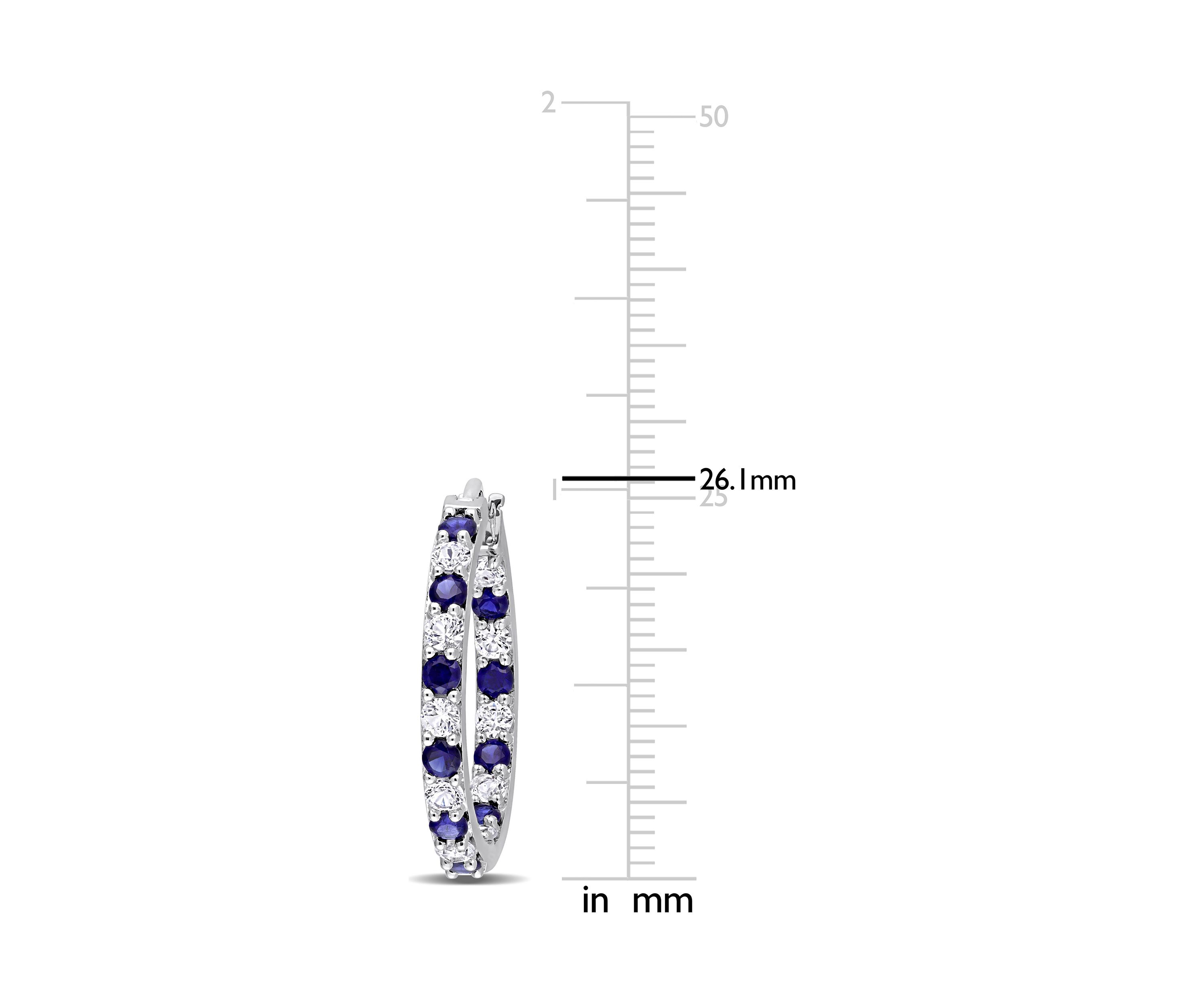 3.62 ct. t.w. Created Blue and White Sapphire Hoop Earrings in Sterling Silver