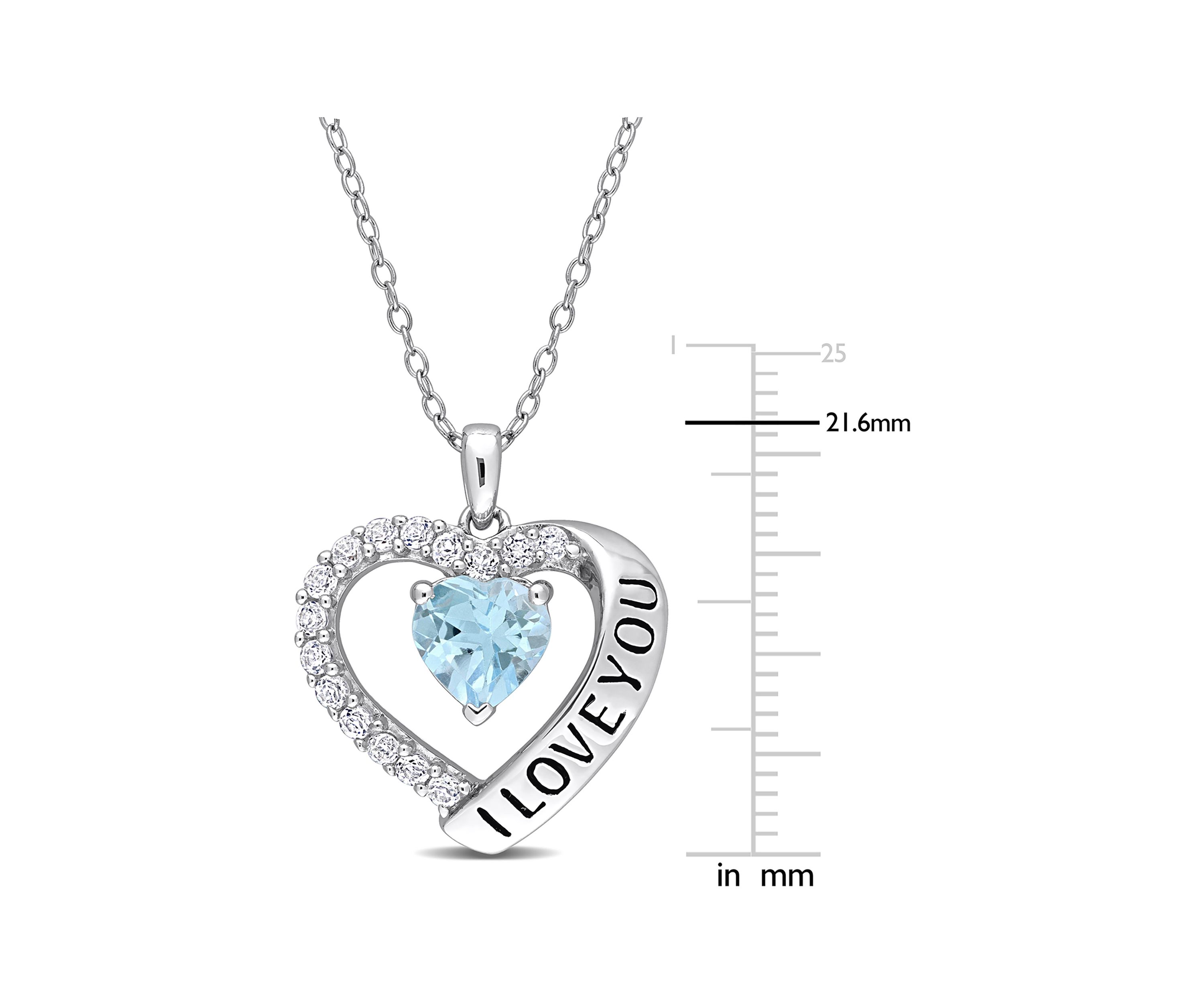1.88 ct. t.w. Blue Topaz "I Love You" Heart Necklace in Sterling Silver