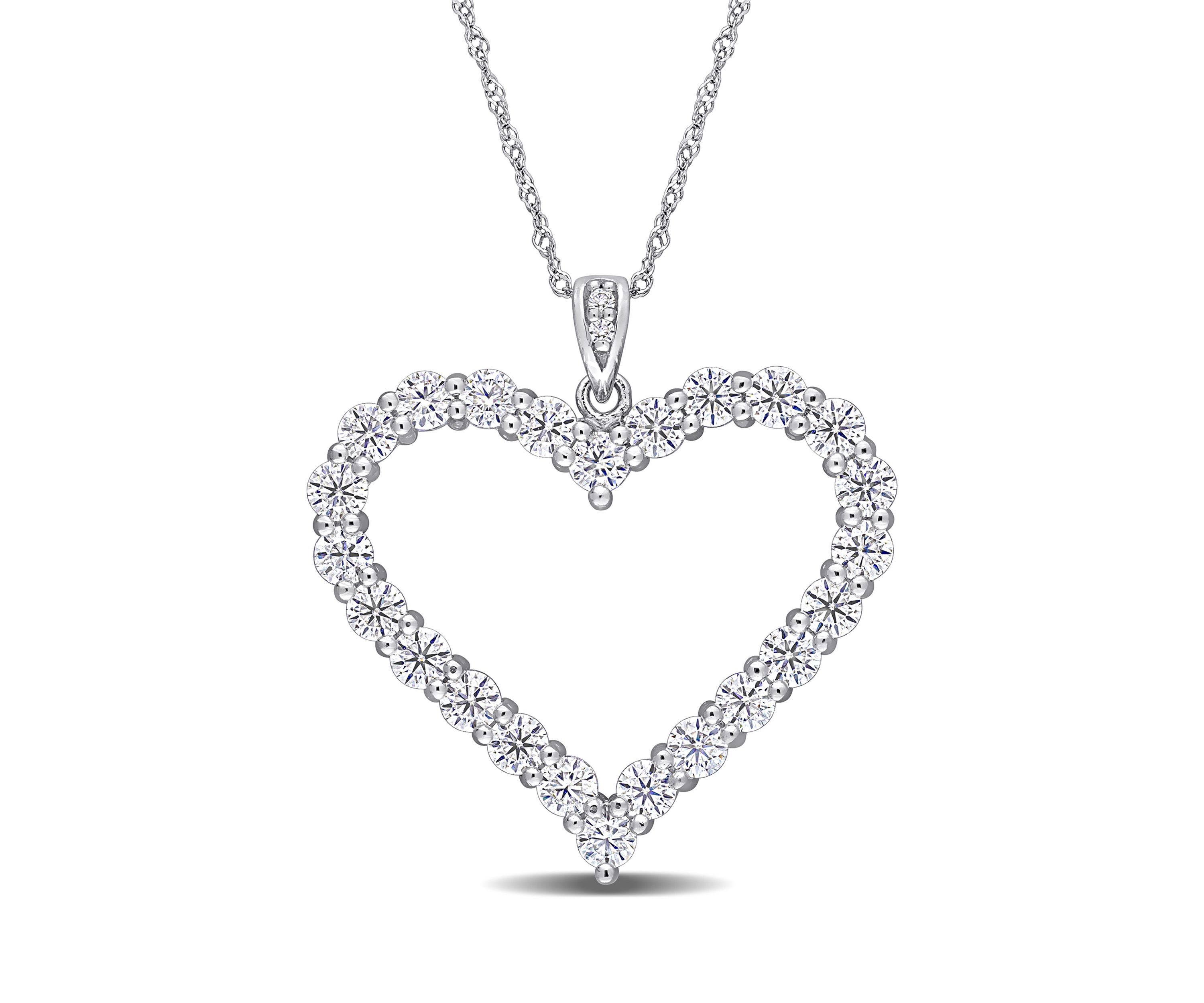 2.4 ct. t.w. Created Moissanite Heart Necklace in Sterling Silver