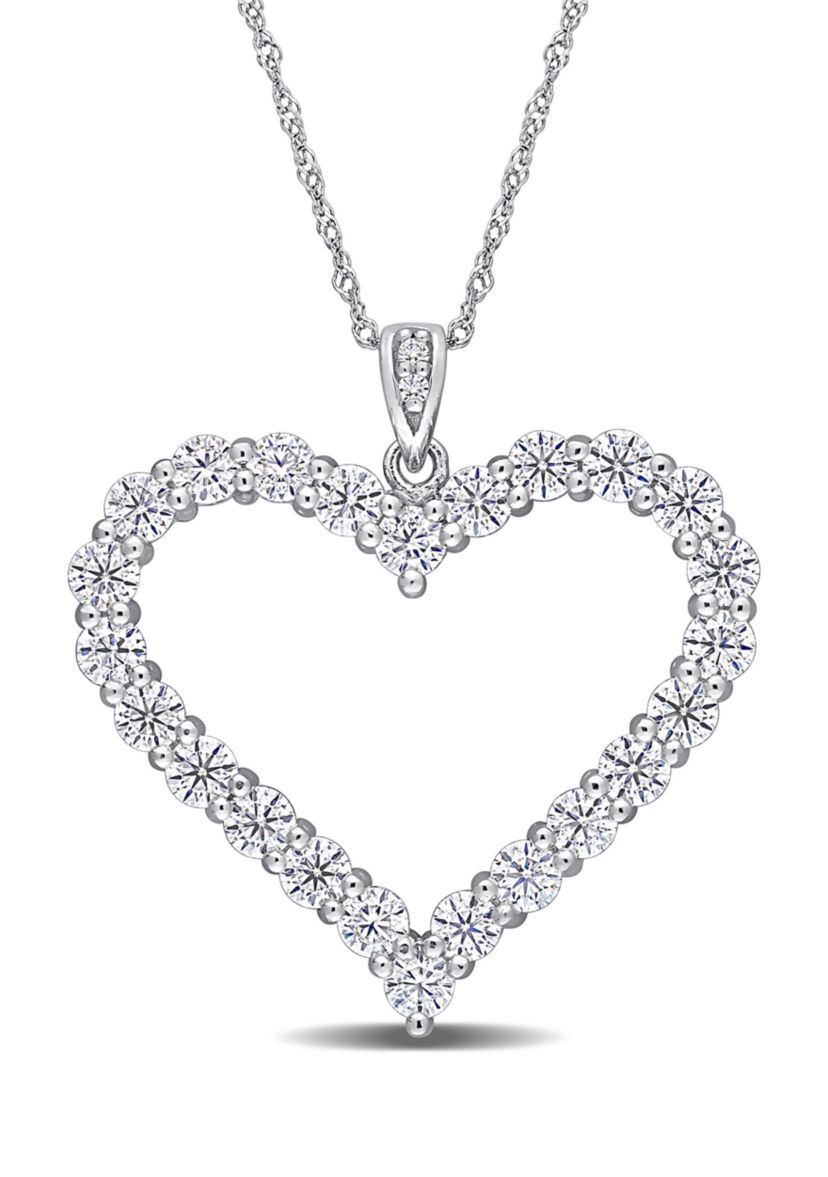 2.4 ct. t.w. Created Moissanite Heart Necklace in Sterling Silver