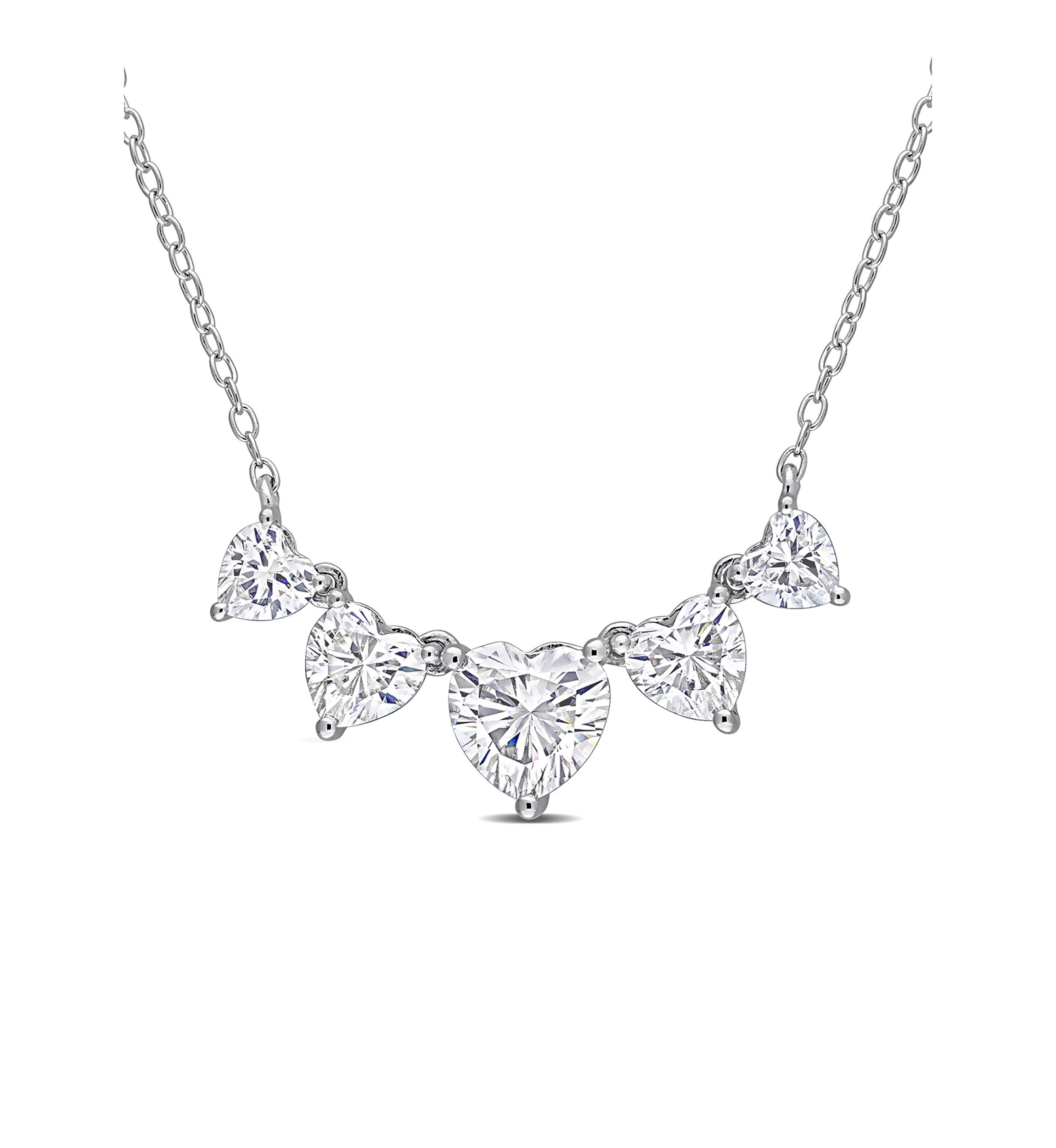 2.5 ct. t.w. Created Moissanite Multi-Heart Necklace in Sterling Silver