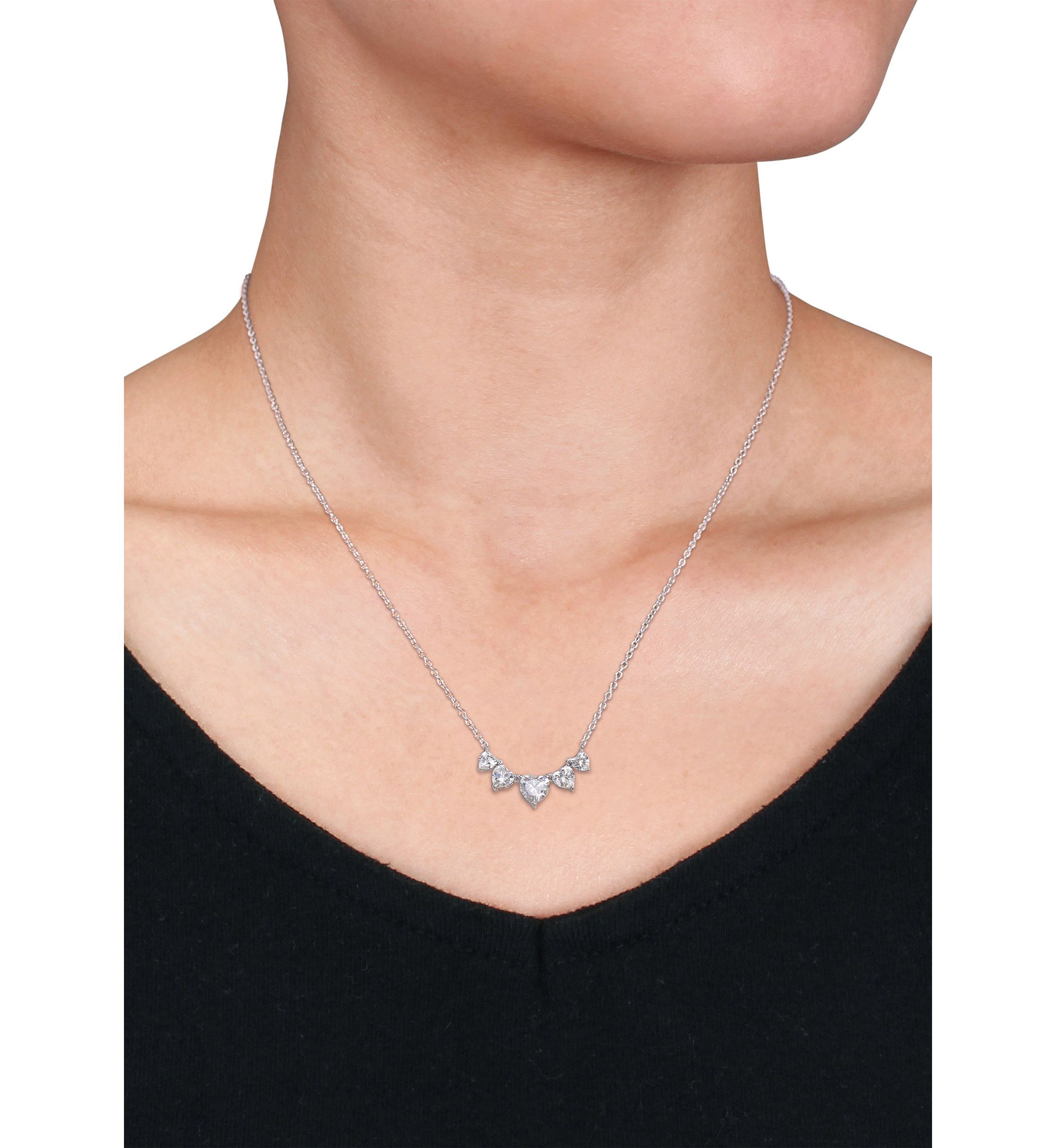 2.5 ct. t.w. Created Moissanite Multi-Heart Necklace in Sterling Silver