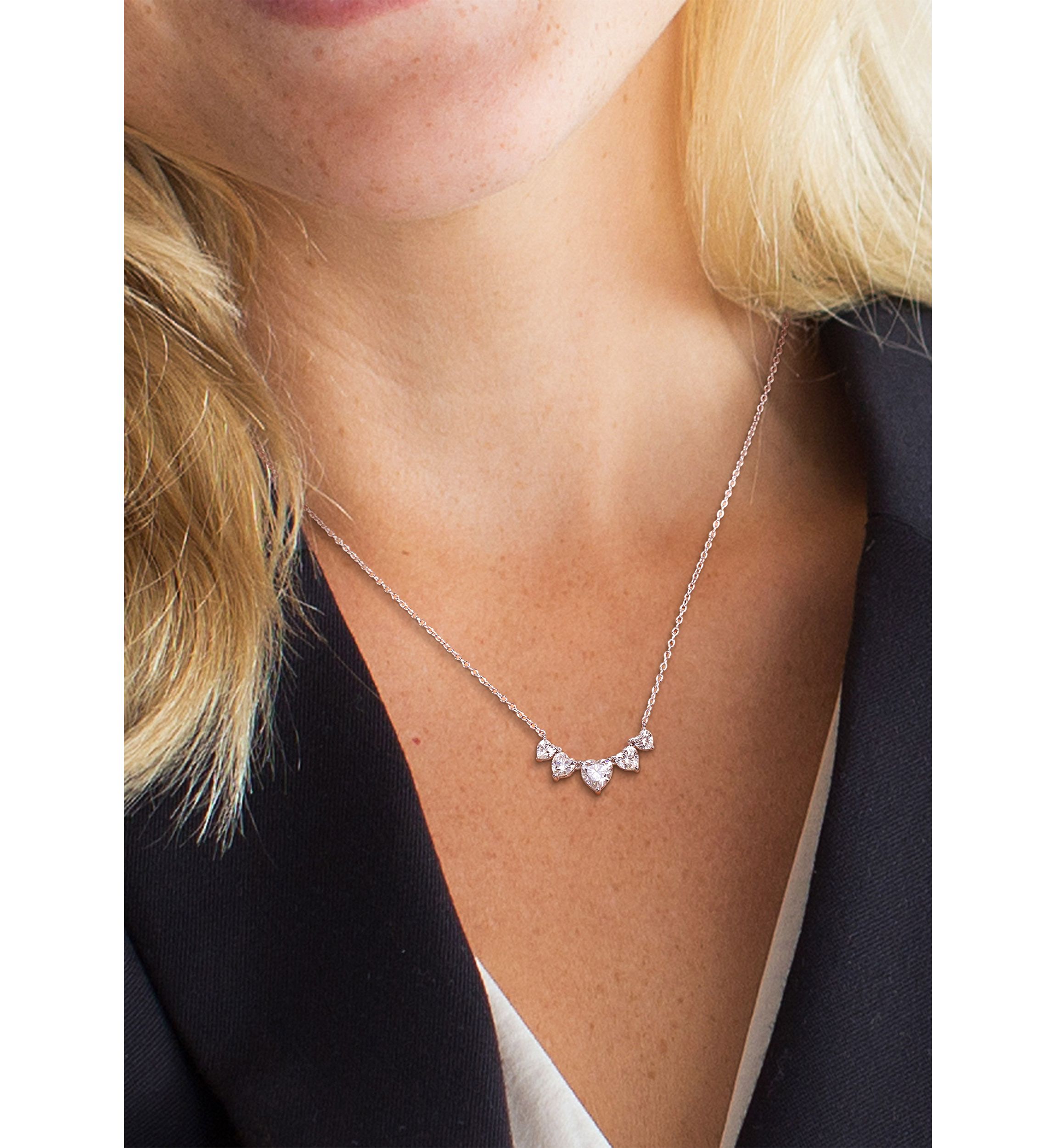 2.5 ct. t.w. Created Moissanite Multi-Heart Necklace in Sterling Silver