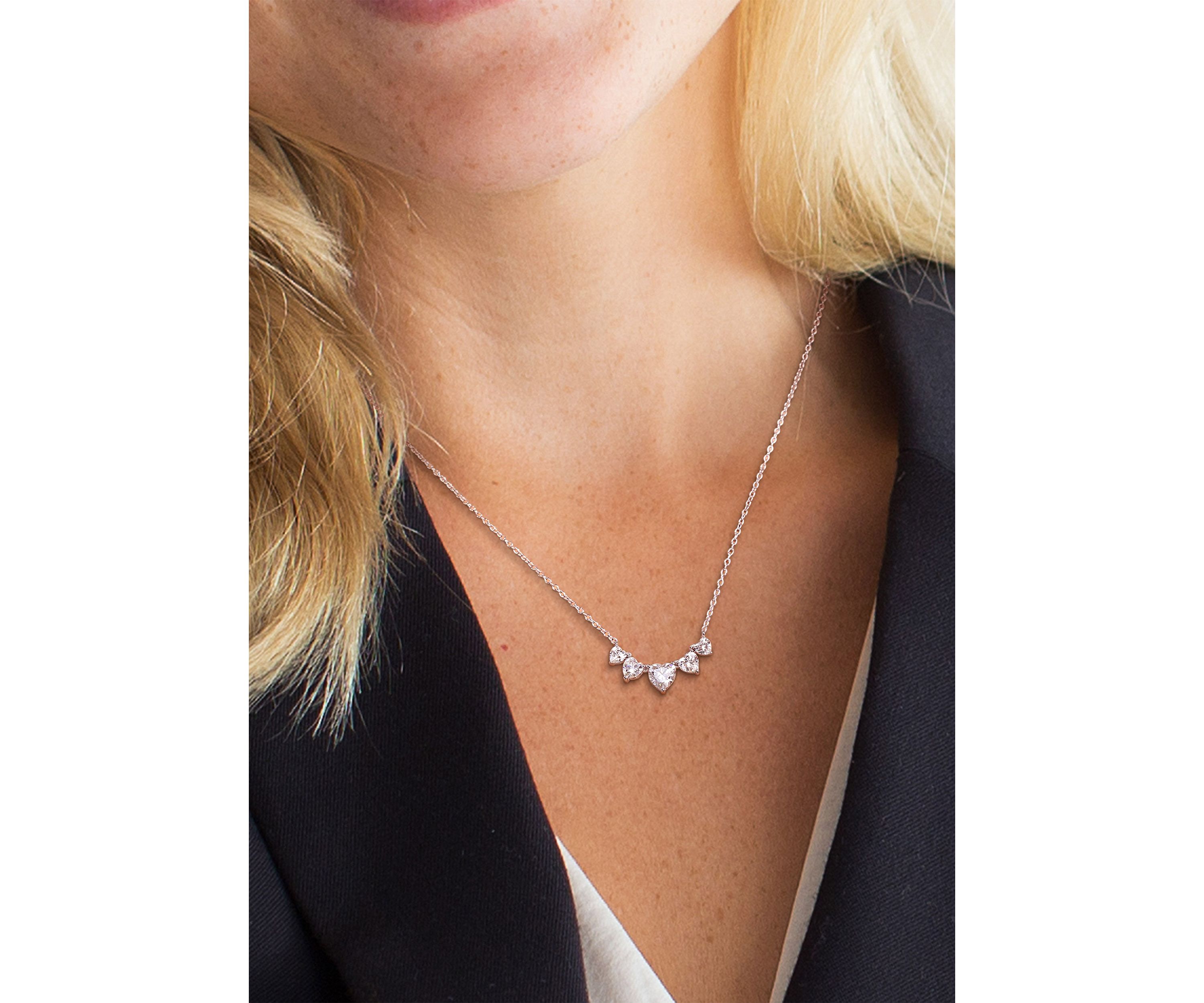 2.5 ct. t.w. Created Moissanite Multi-Heart Necklace in Sterling Silver