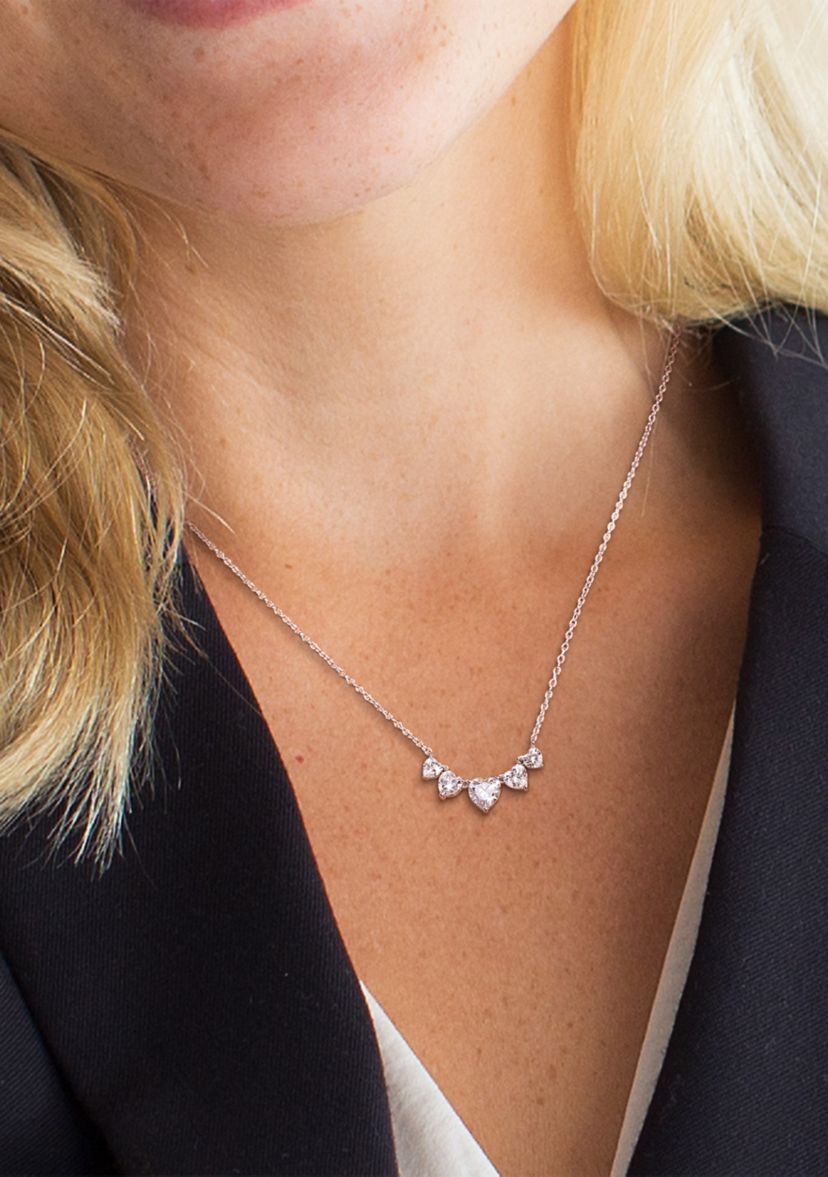 2.5 ct. t.w. Created Moissanite Multi-Heart Necklace in Sterling Silver