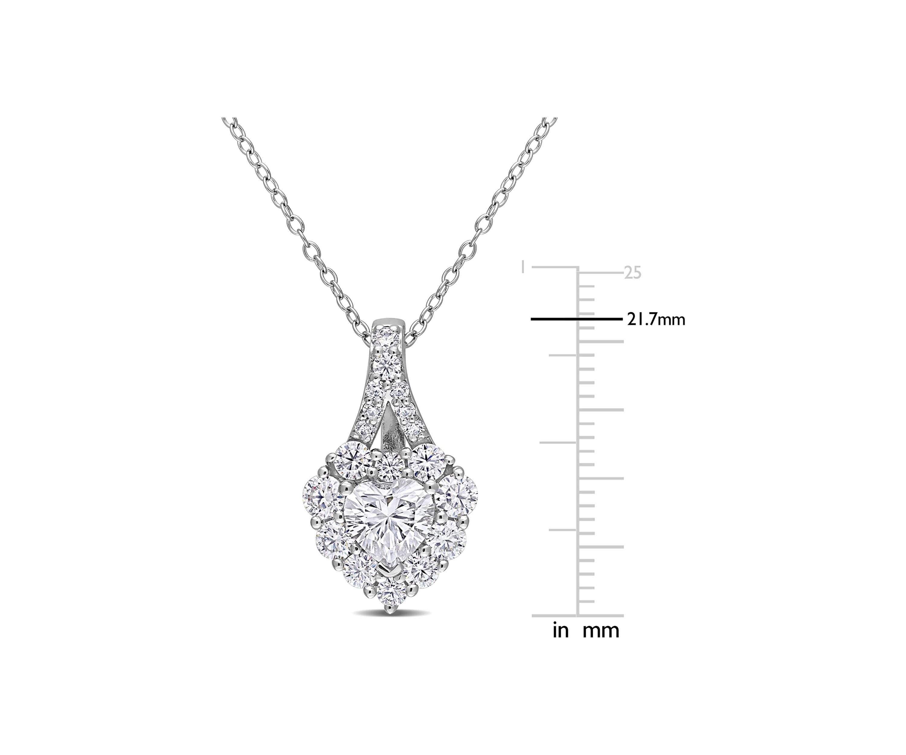 2 ct. t.w. Created Moissanite Halo Heart Necklace in Sterling Silver