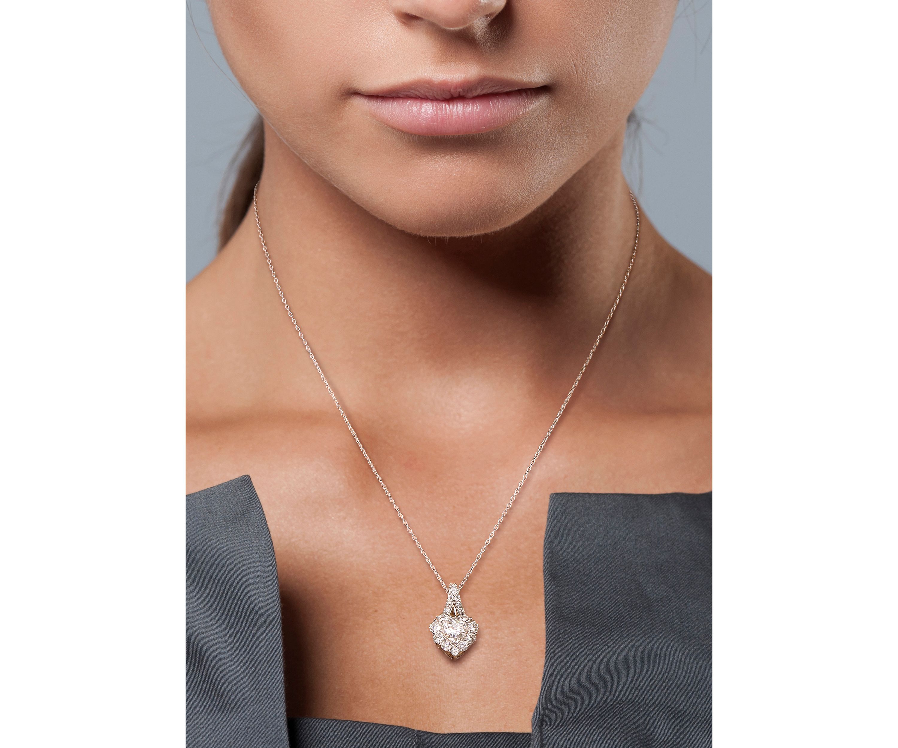 2 ct. t.w. Created Moissanite Halo Heart Necklace in Sterling Silver
