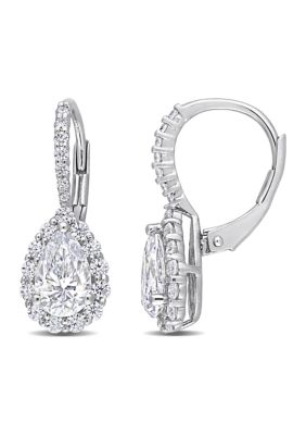 Belk & Co 2.62 ct. t.w. Created Moissanite Teardrop Halo Earrings in Sterling Silver
