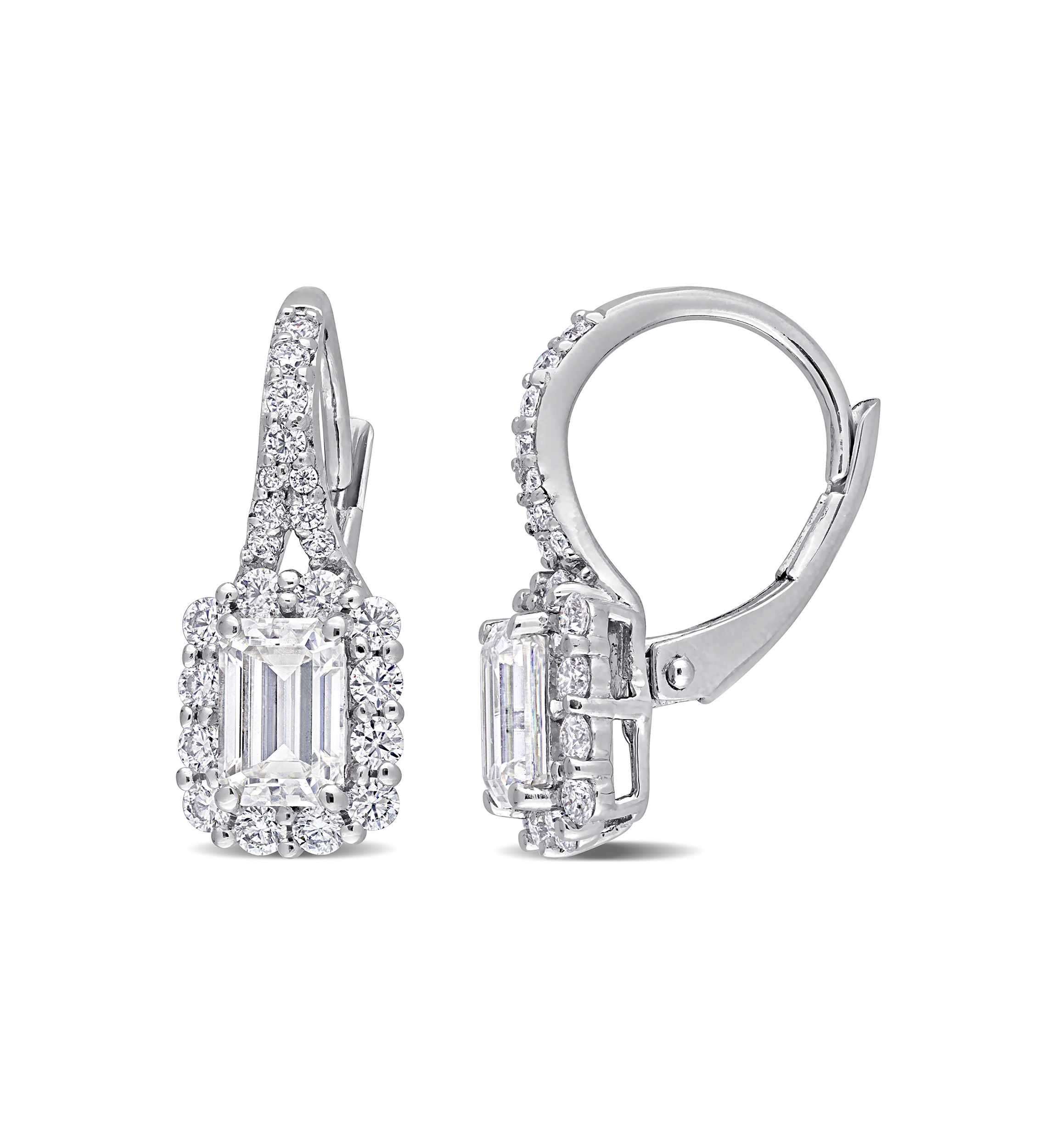 1.62 ct. t.w. Created Moissanite Halo Earrings in Sterling Silver
