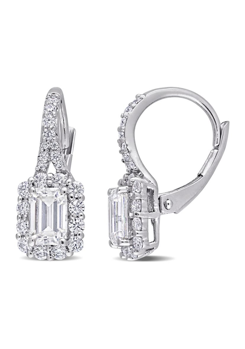 1.62 ct. t.w. Created Moissanite Halo Earrings in Sterling Silver