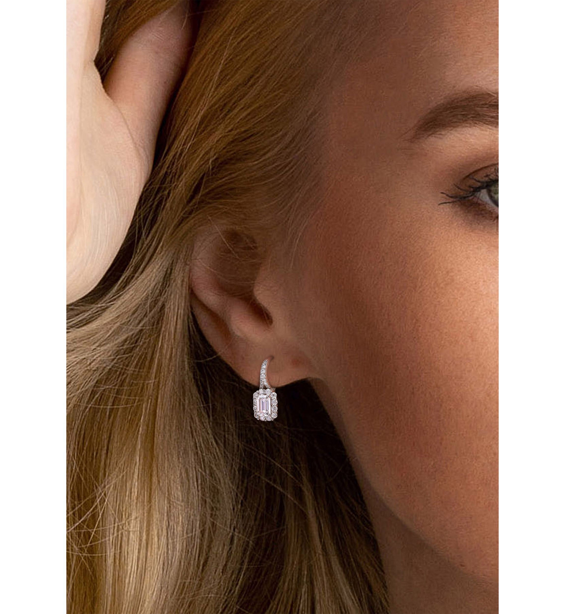 1.62 ct. t.w. Created Moissanite Halo Earrings in Sterling Silver