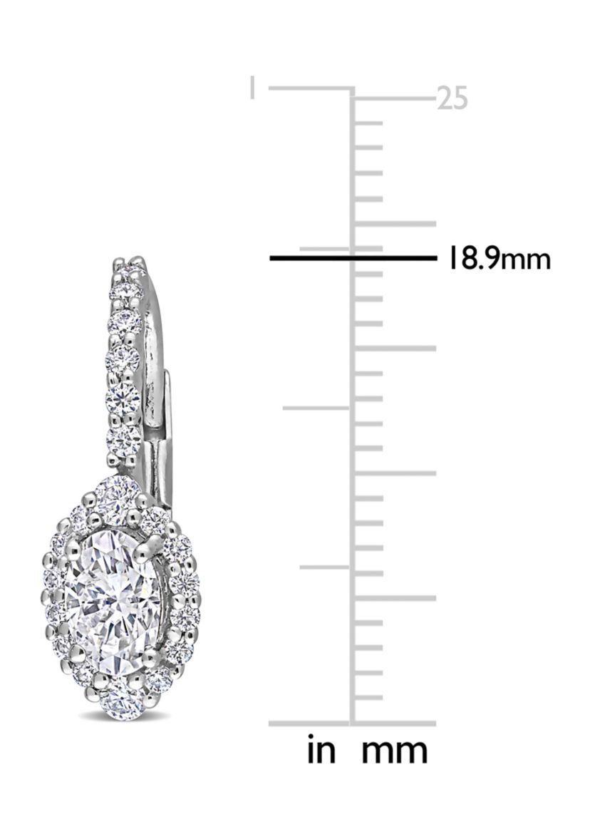 1.5 ct. t.w. Created Moissanite Oval Halo Earrings in Sterling Silver