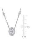 1.5 ct. t.w. Created Moissanite Oval Halo Necklace in Sterling Silver