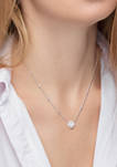 1.5 ct. t.w. Created Moissanite Oval Halo Necklace in Sterling Silver