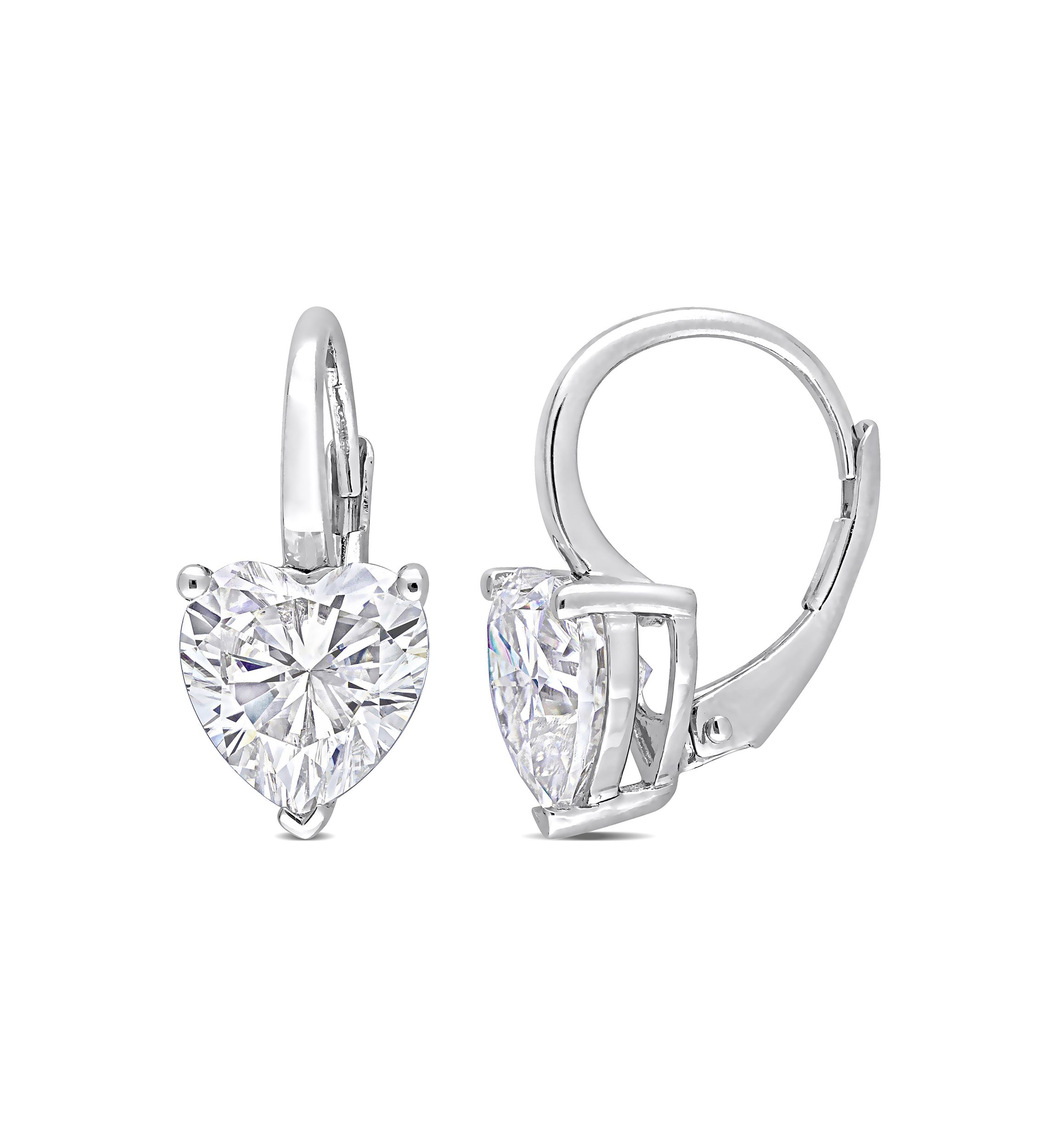 4 ct. t.w. Created Moissanite Heart Drop Earrings in Sterling Silver