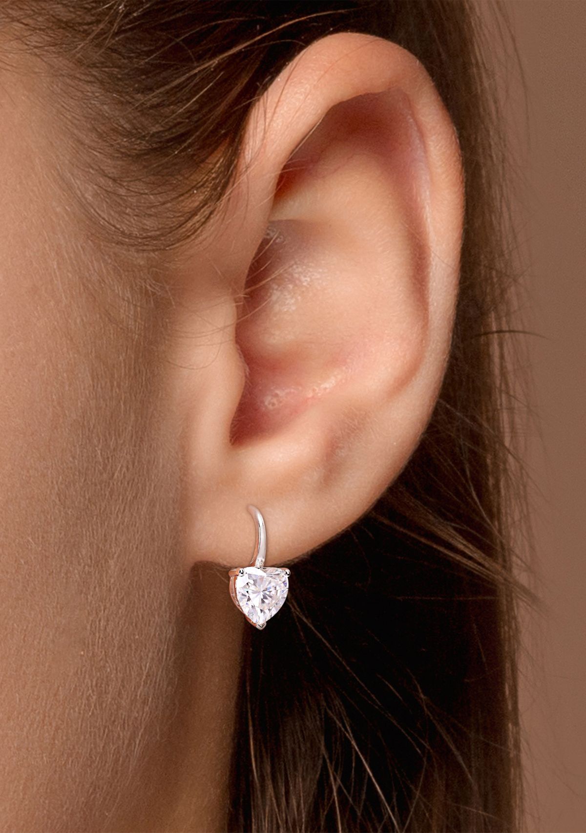4 ct. t.w. Created Moissanite Heart Drop Earrings in Sterling Silver