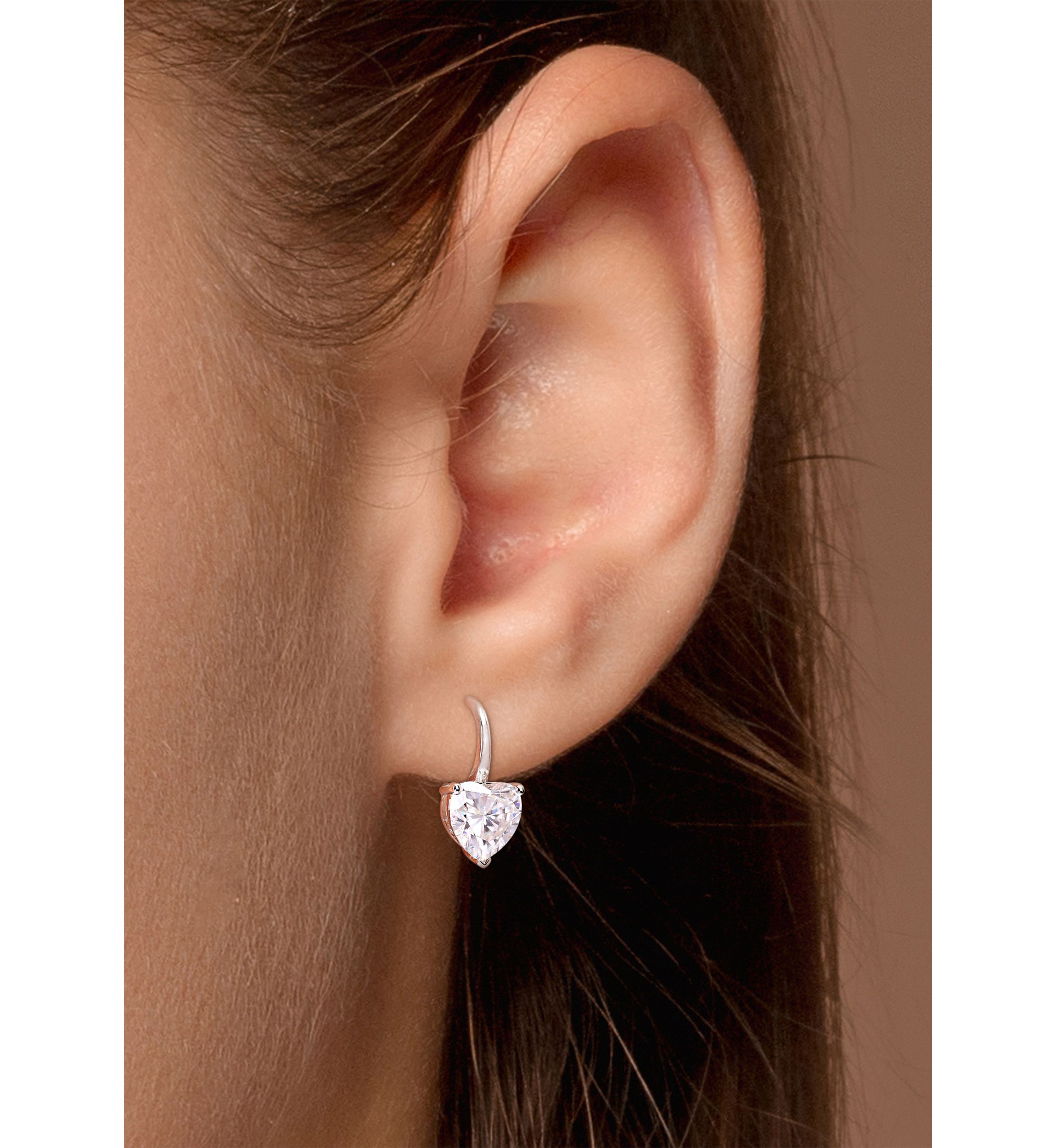4 ct. t.w. Created Moissanite Heart Drop Earrings in Sterling Silver