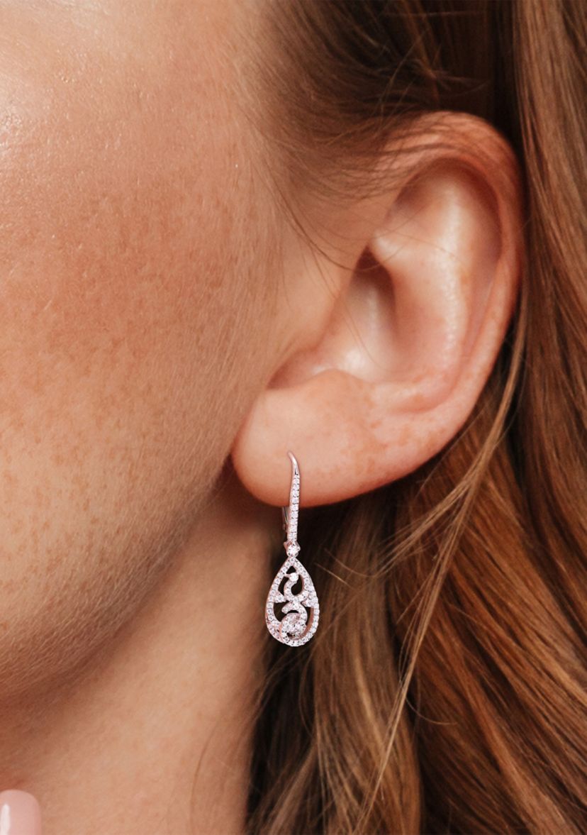 3/4 ct. t.w. Created Moissanite Dangle Earrings in Sterling Silver