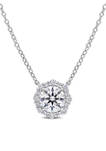 1.5 ct. t.w. Created Moissanite Halo Necklace in Sterling Silver