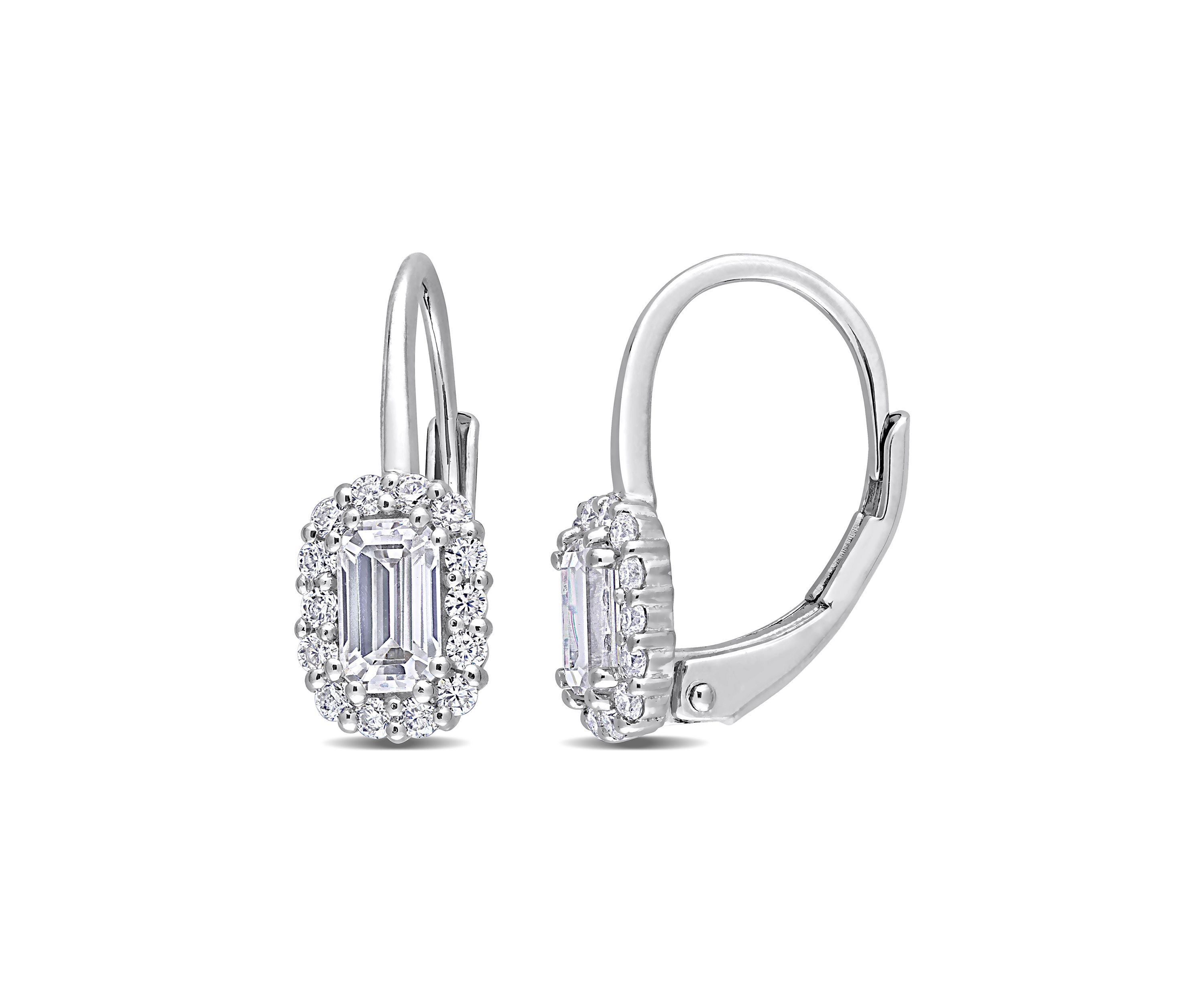 3/4 ct. t.w. Created Moissanite Halo Earrings in Sterling Silver
