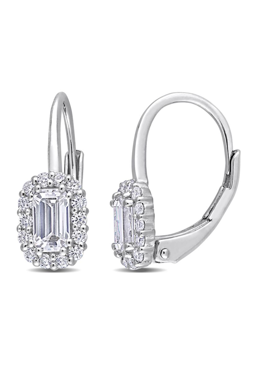 3/4 ct. t.w. Created Moissanite Halo Earrings in Sterling Silver