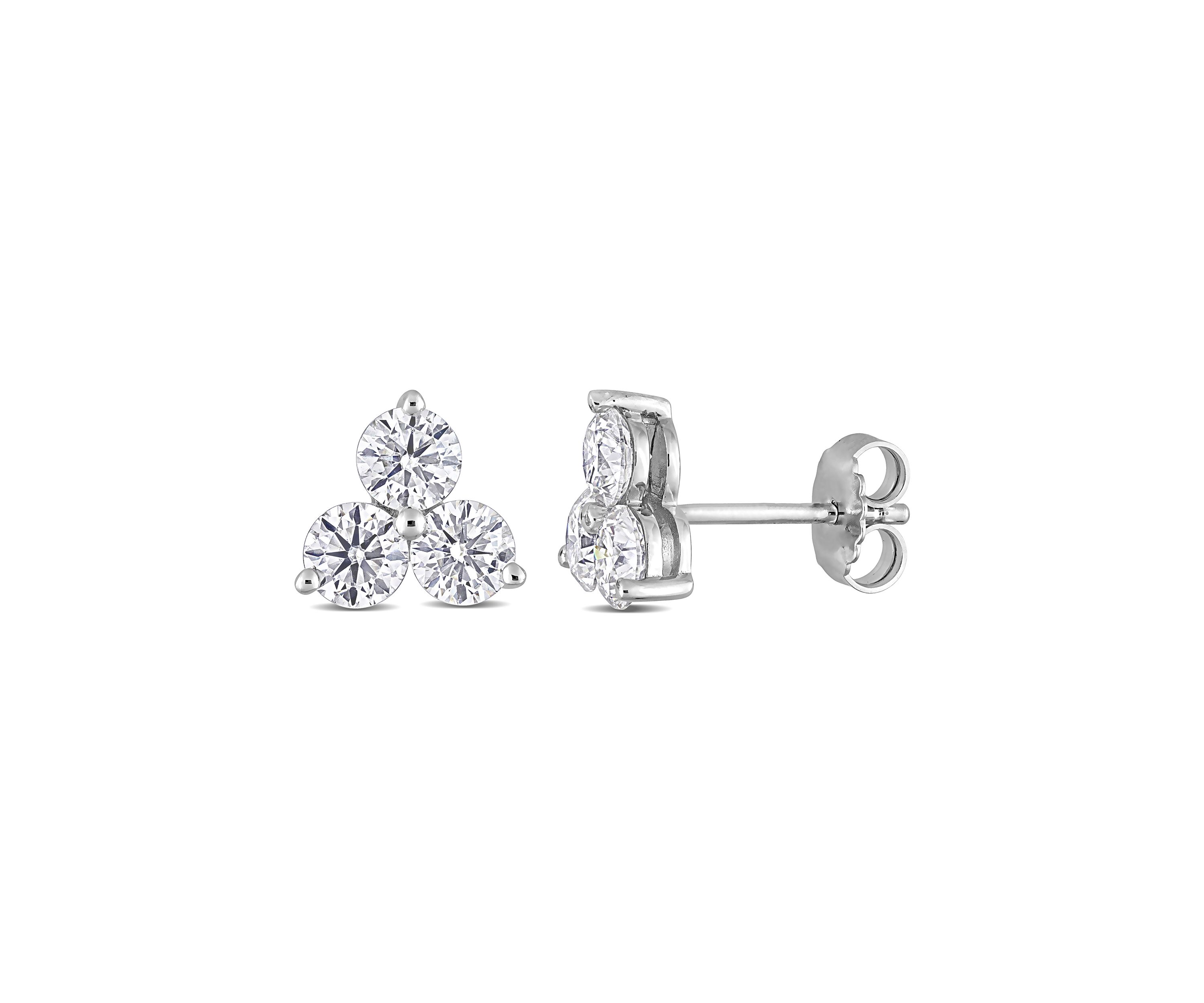 2.16 ct. t.w. Created Moissanite Three-Stone Stud Earrings in Sterling Silver