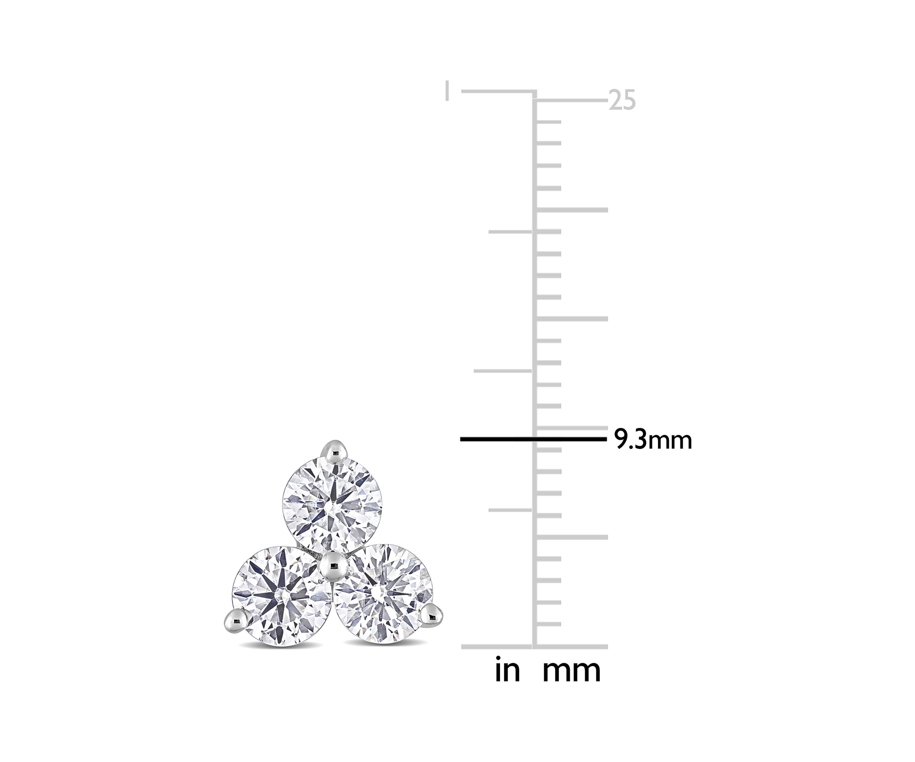 2.16 ct. t.w. Created Moissanite Three-Stone Stud Earrings in Sterling Silver