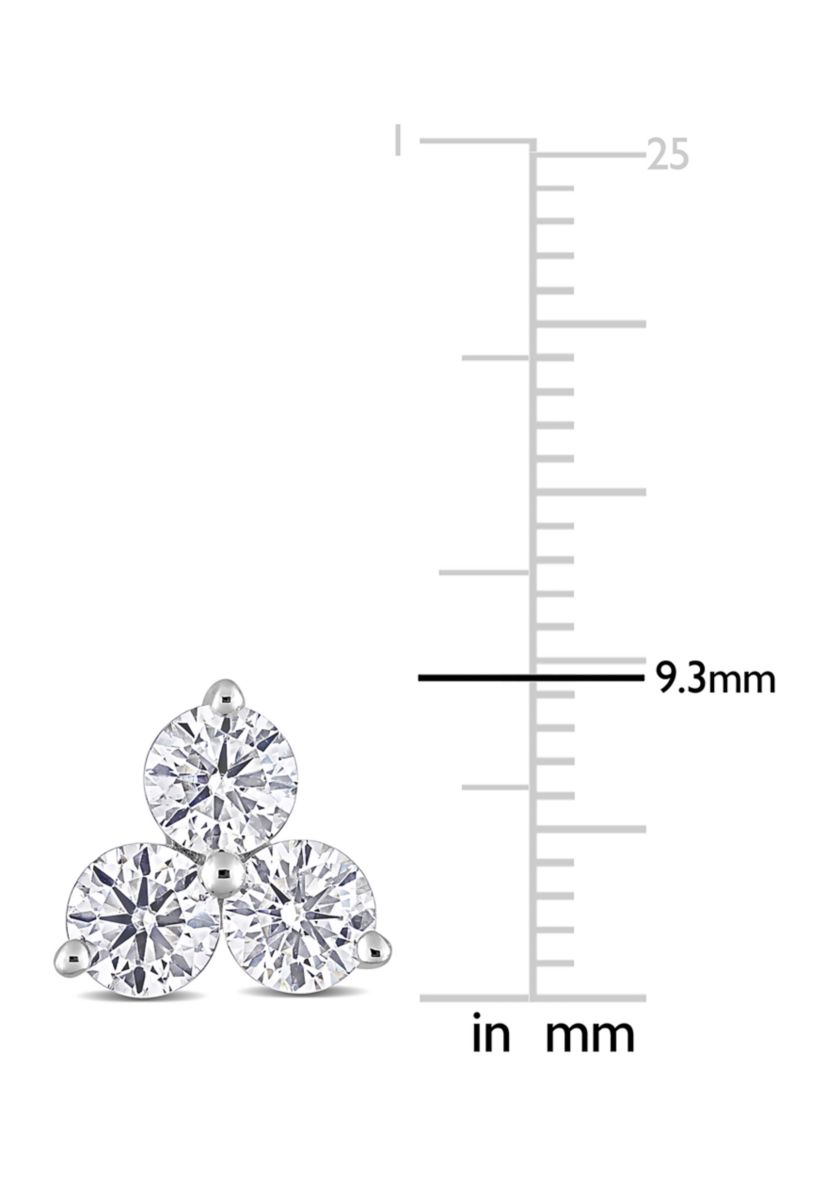 2.16 ct. t.w. Created Moissanite Three-Stone Stud Earrings in Sterling Silver