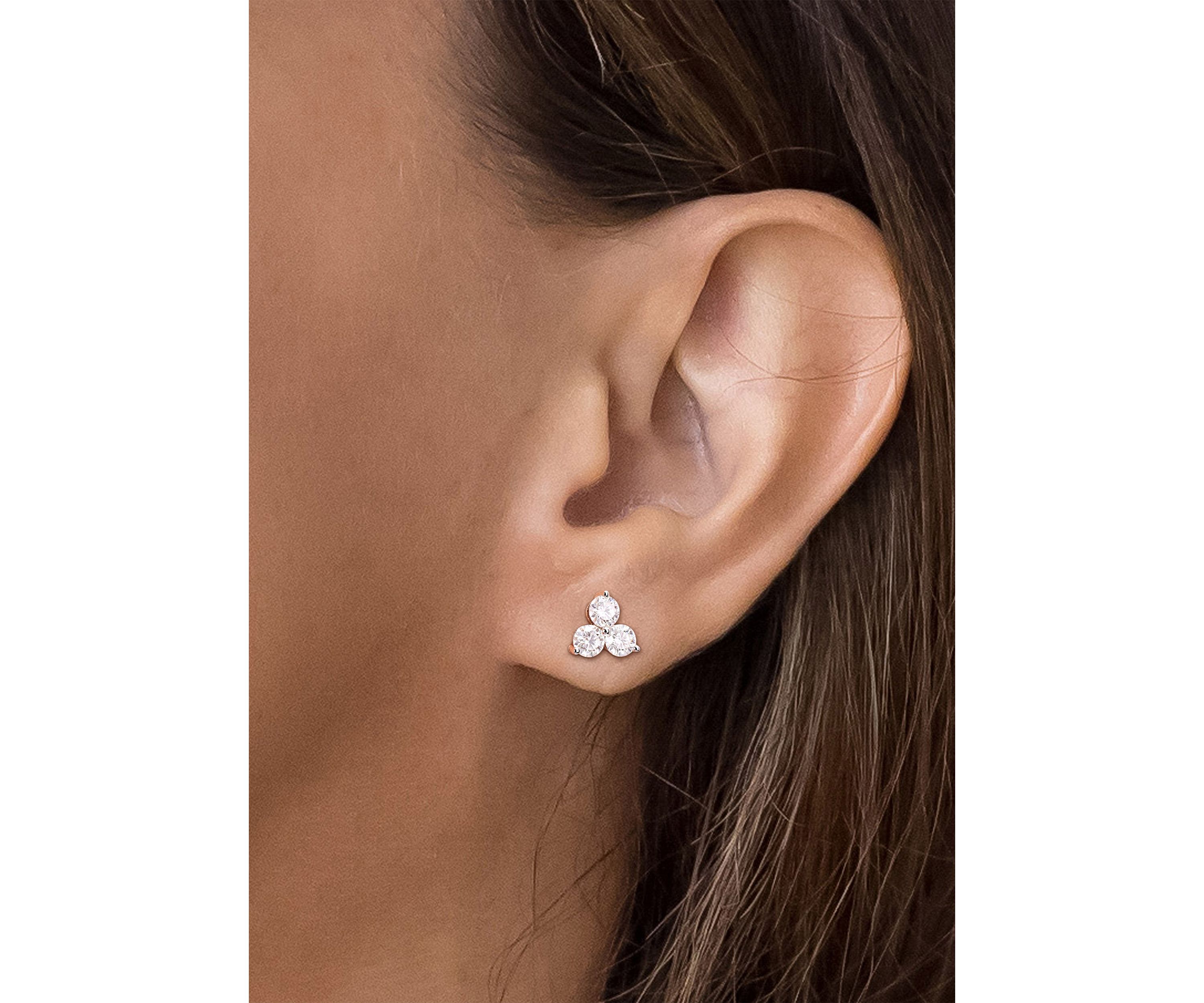 2.16 ct. t.w. Created Moissanite Three-Stone Stud Earrings in Sterling Silver