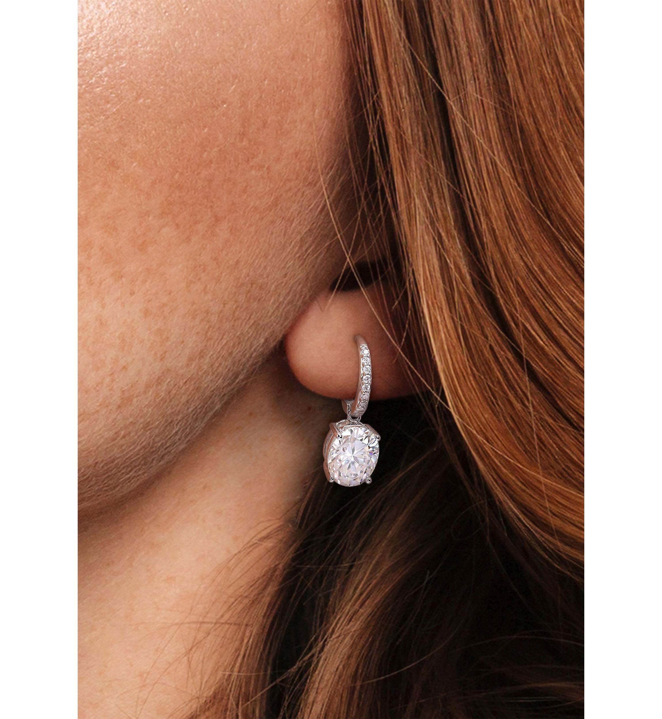 5.2 ct. t.w. Created Moissanite Oval Earrings in Sterling Silver