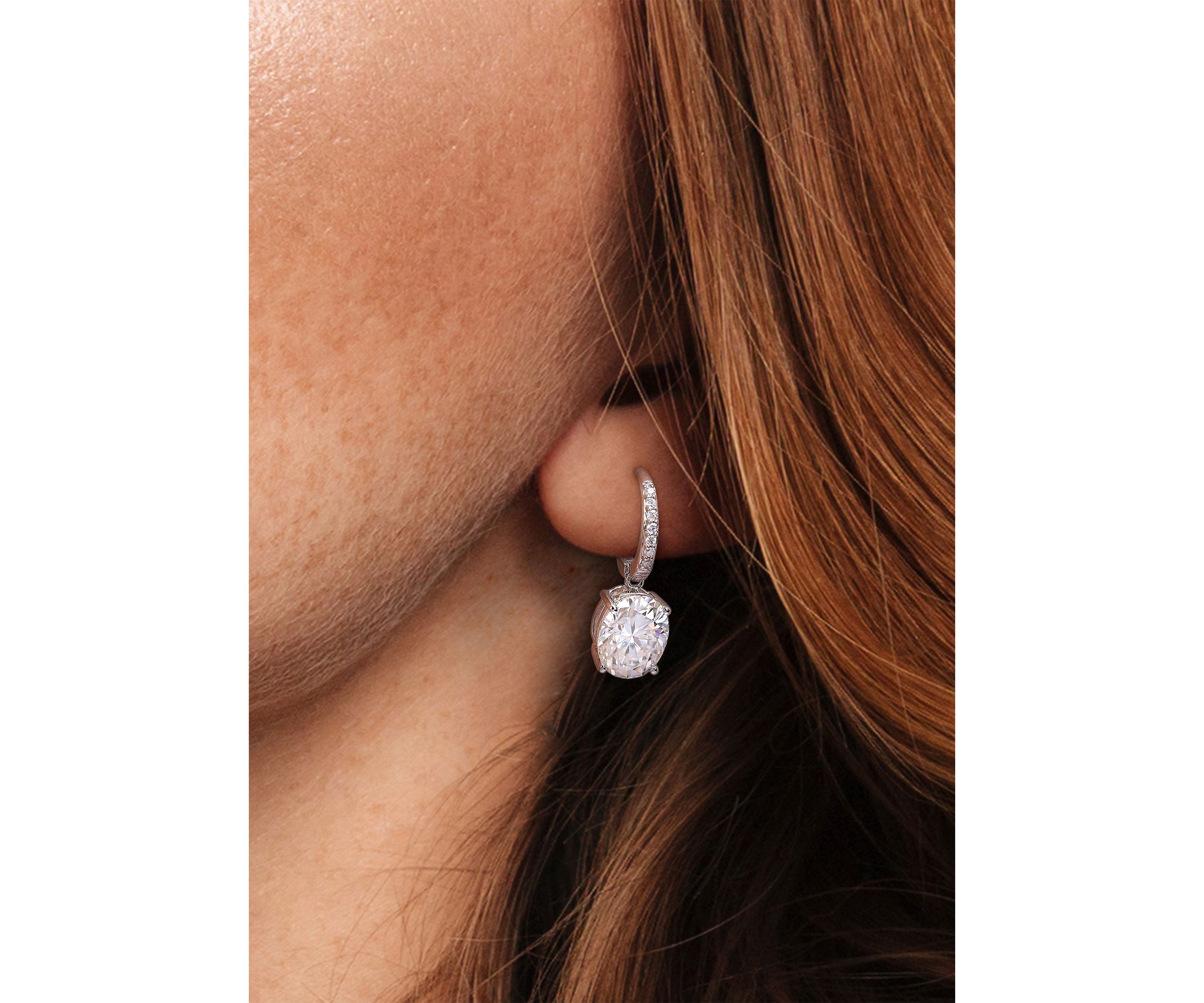 5.2 ct. t.w. Created Moissanite Oval Earrings in Sterling Silver