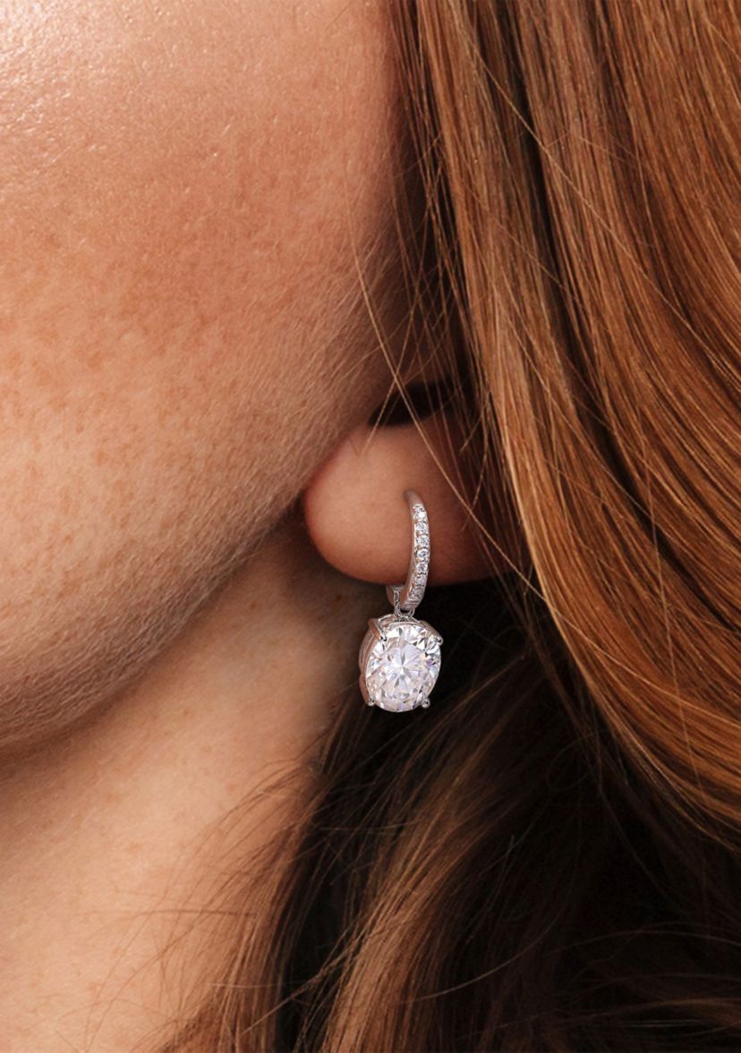 5.2 ct. t.w. Created Moissanite Oval Earrings in Sterling Silver