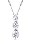 1.4 ct. t.w. Created Moissanite 3-Stone Necklace in Sterling Silver