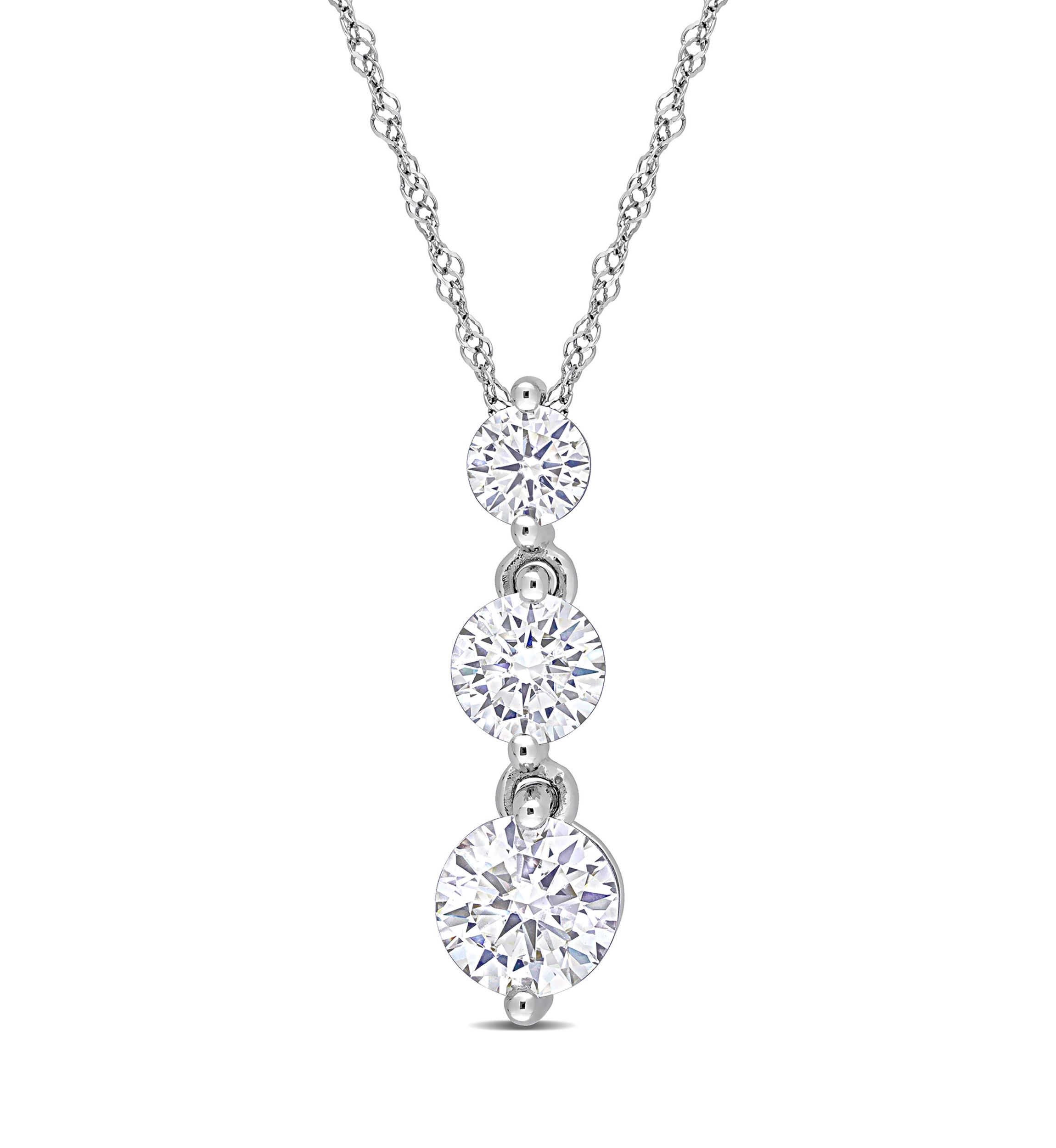 1.4 ct. t.w. Created Moissanite 3-Stone Necklace in Sterling Silver