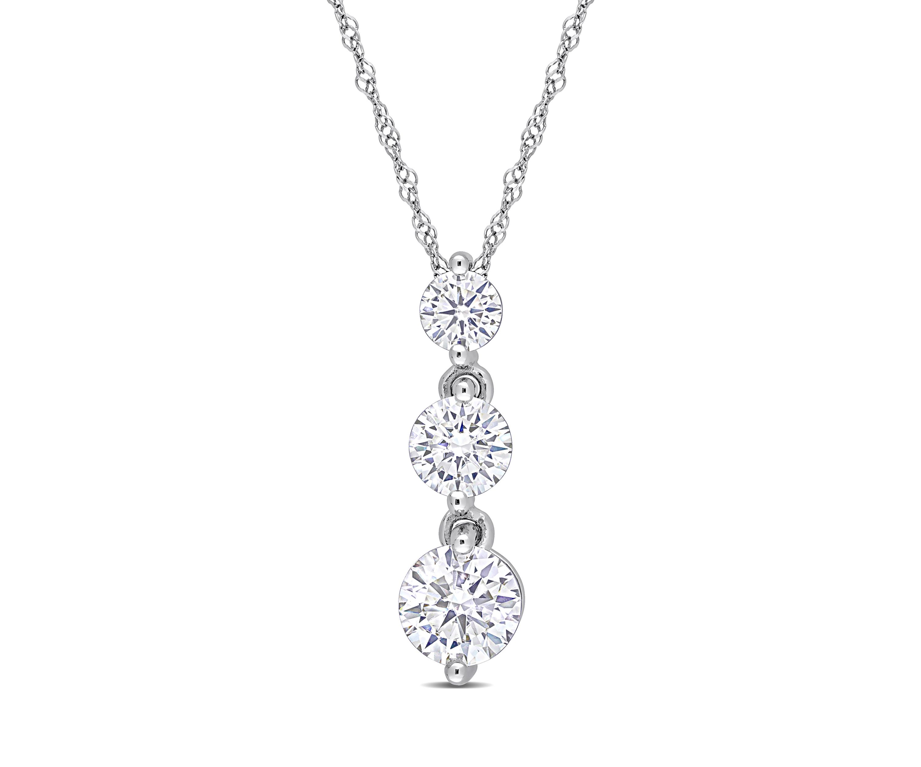 1.4 ct. t.w. Created Moissanite 3-Stone Necklace in Sterling Silver