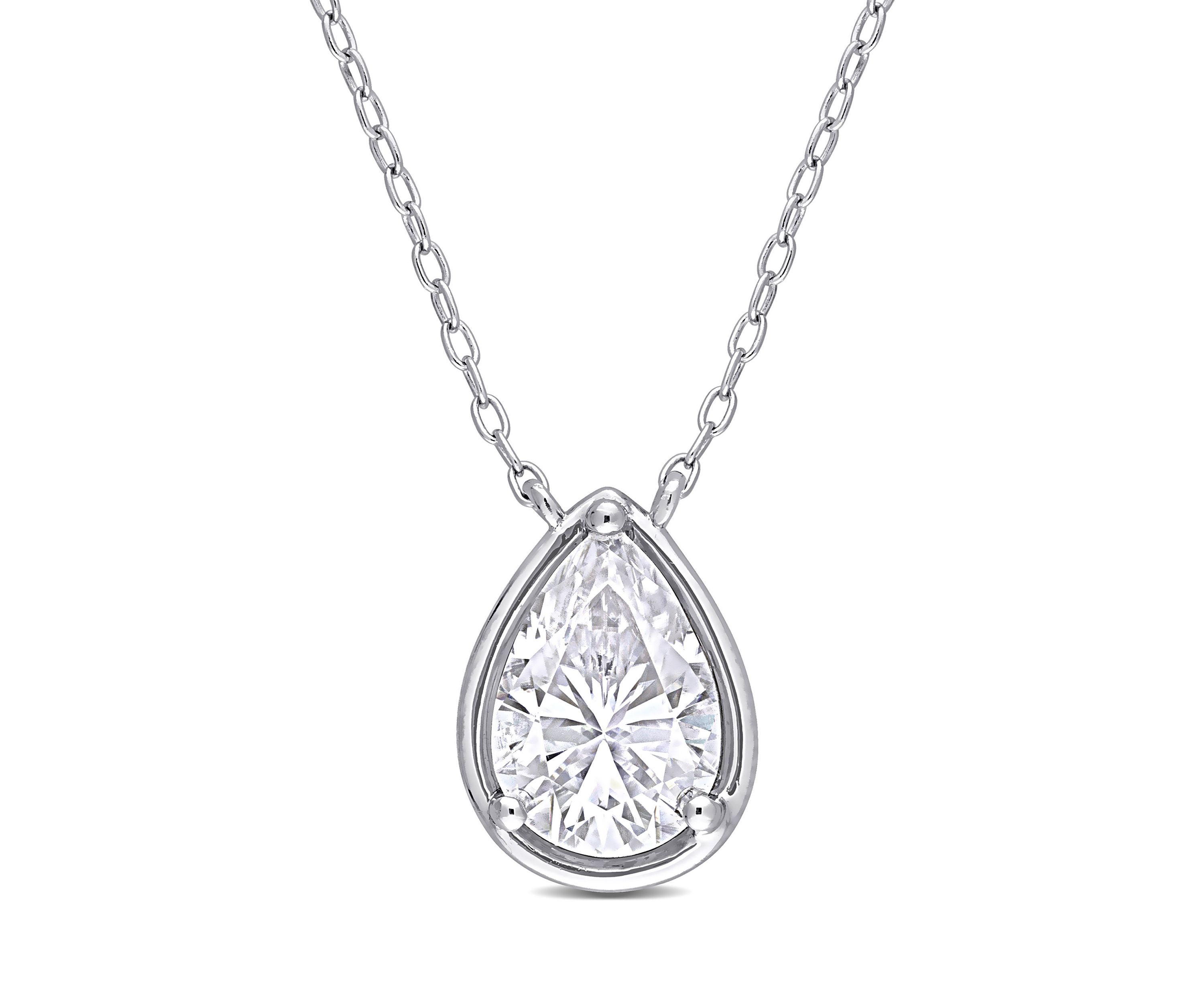 2 ct. t.w. Created Moissanite Teardrop Necklace in Sterling Silver